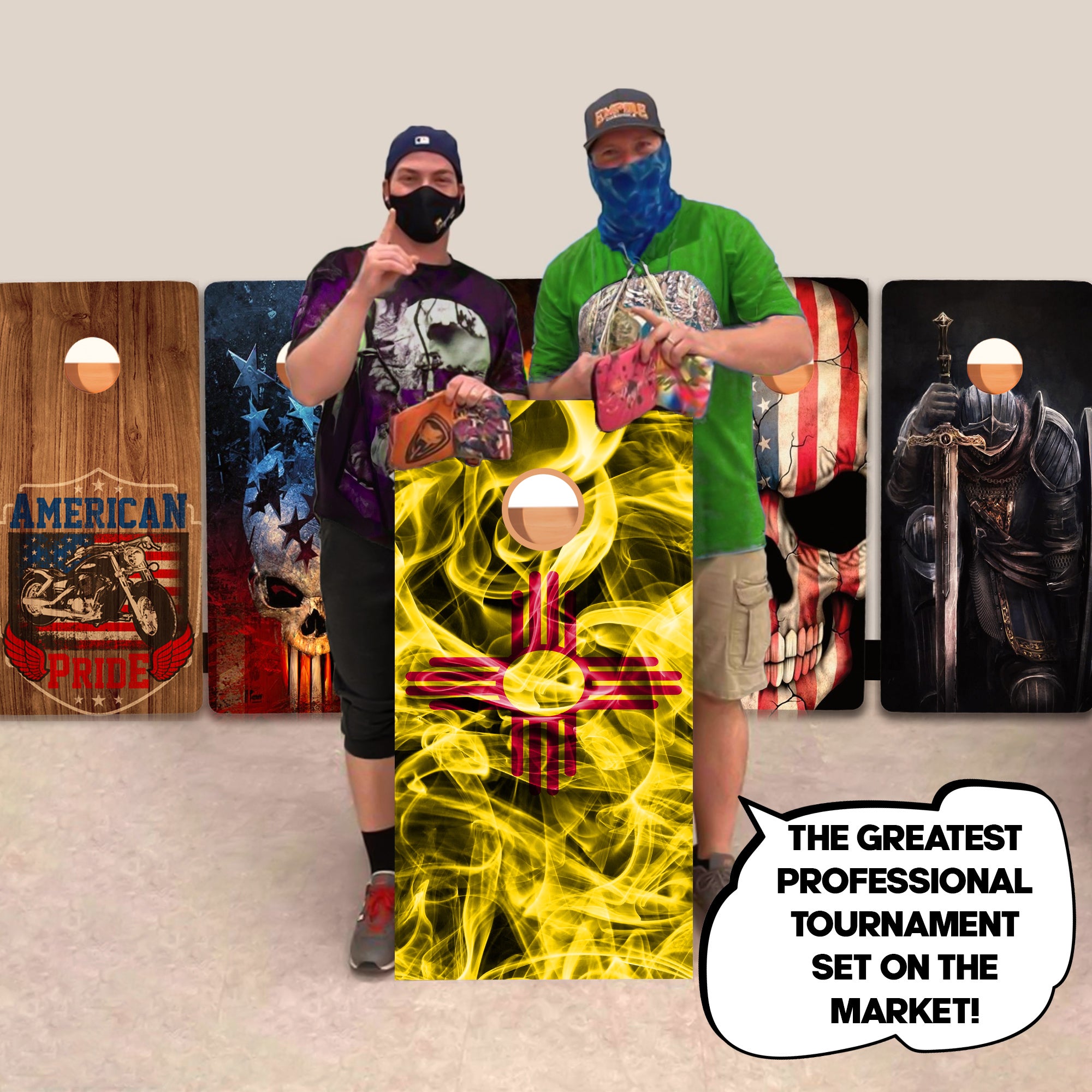 New Mexico Windy Flag Professional Cornhole Boards