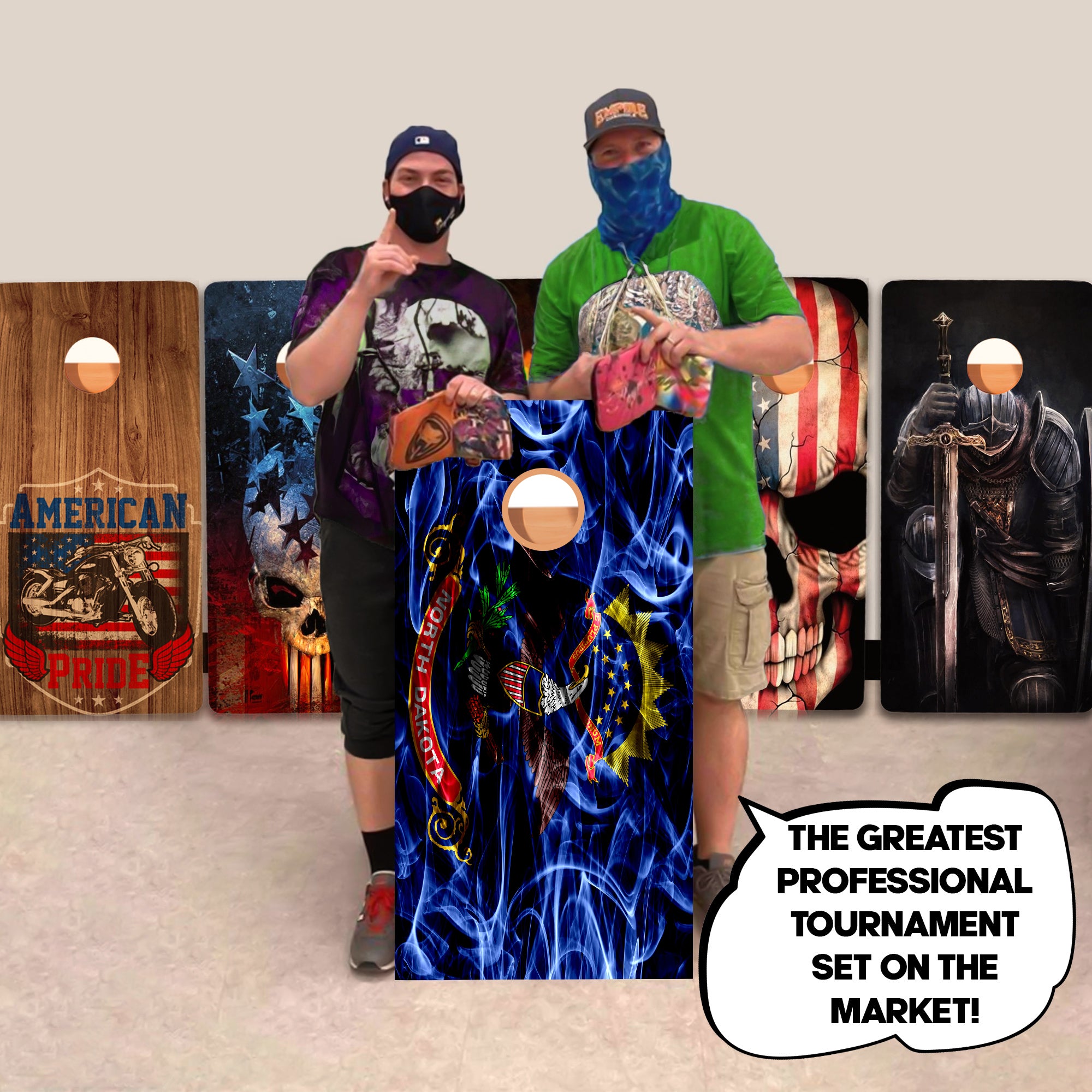 North Dakota Windy Flag Professional Cornhole Boards