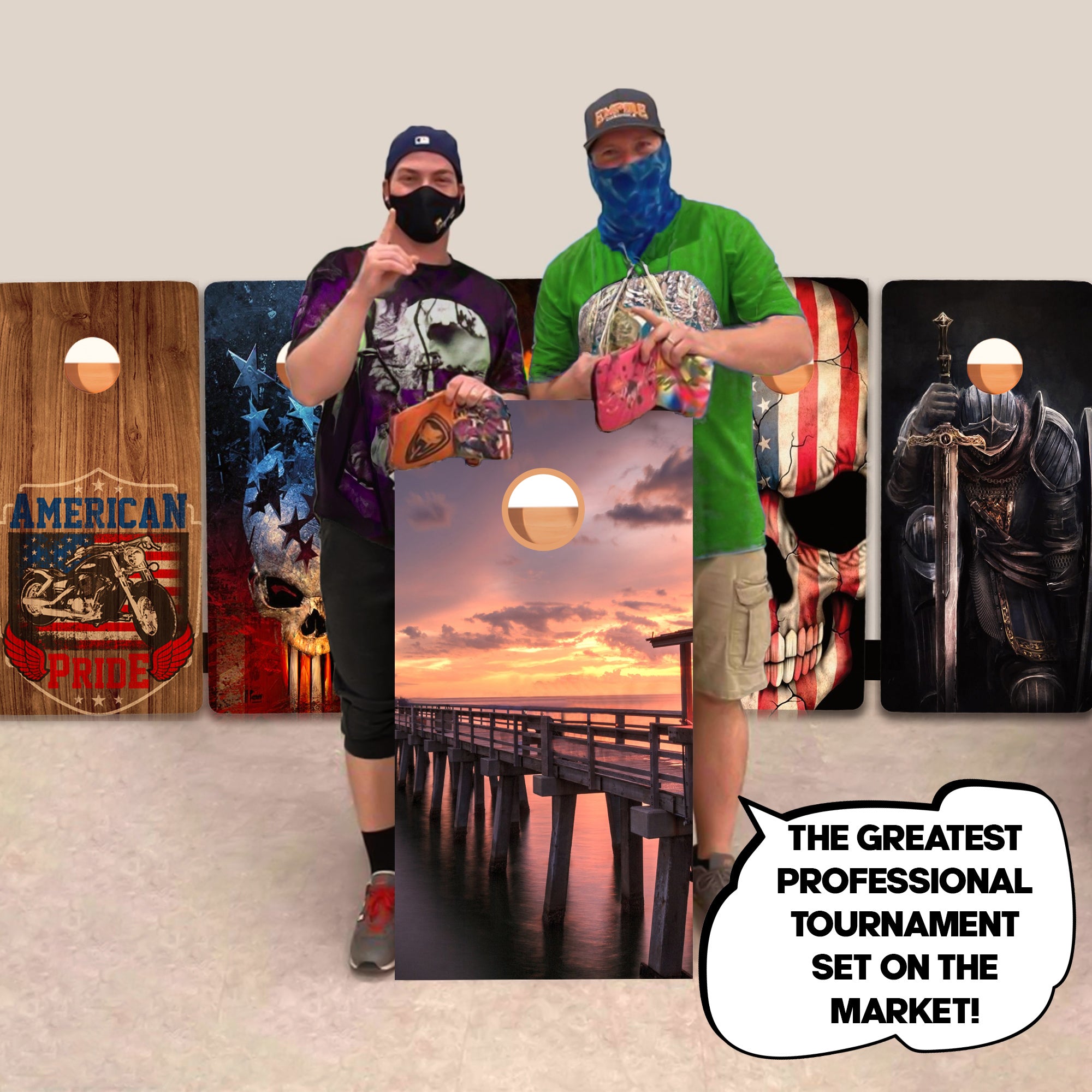 Dock Sunset Professional Cornhole Boards