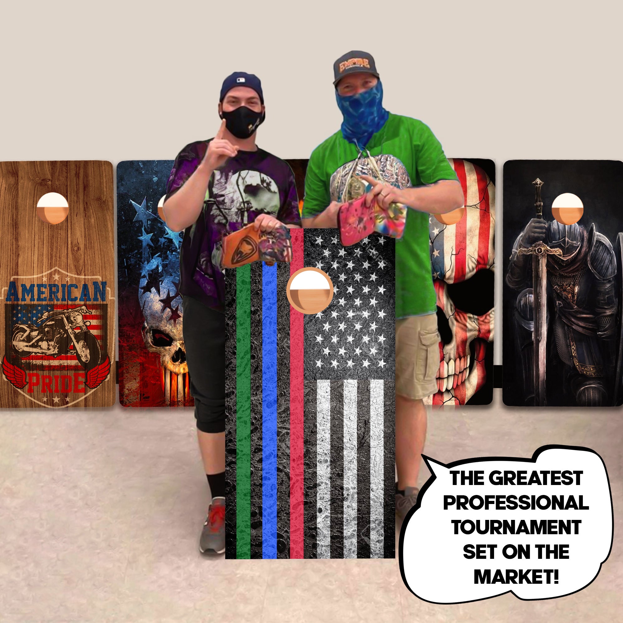 Red Blue Green Line Flag Professional Cornhole Boards