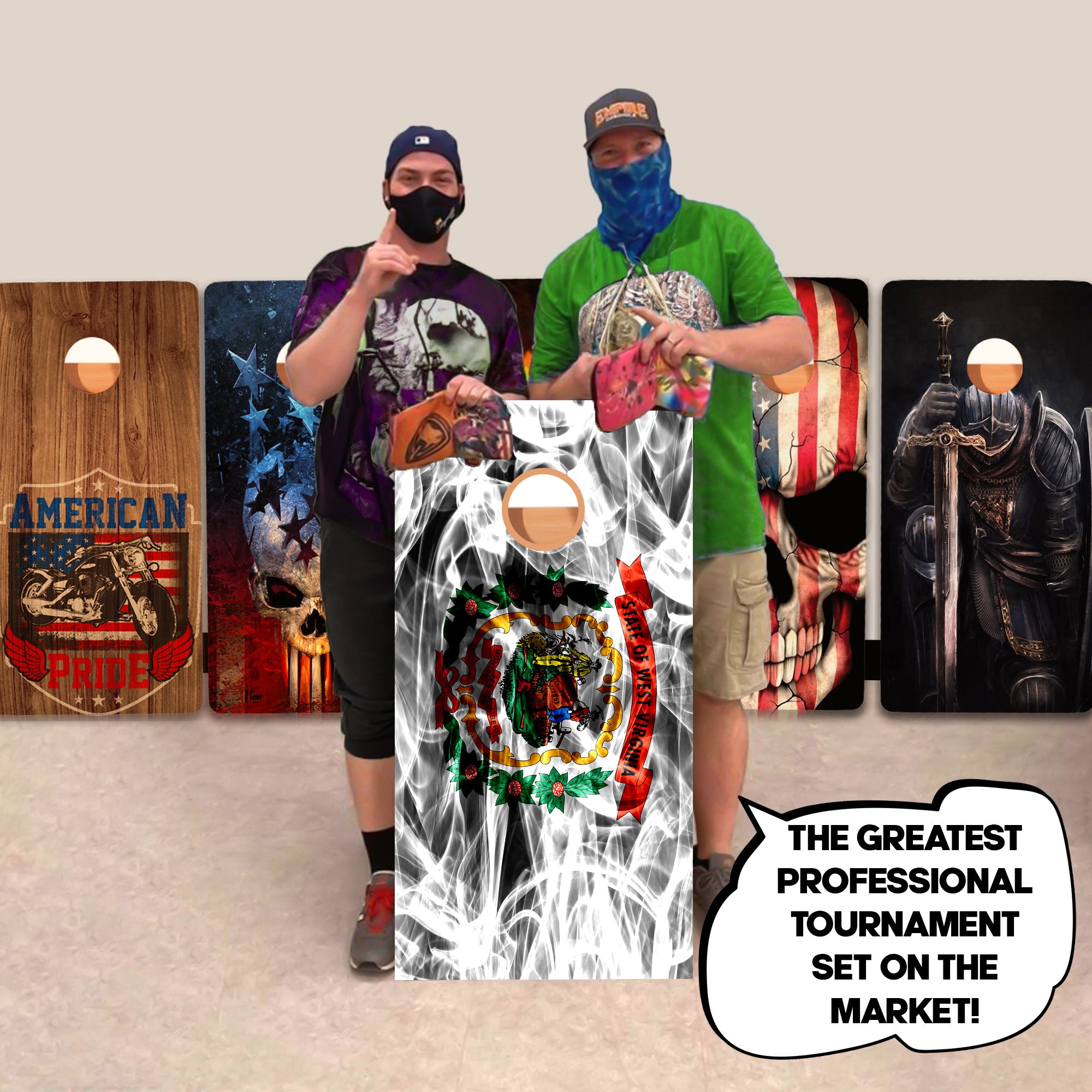 West Virginia Windy Flag Professional Cornhole Boards