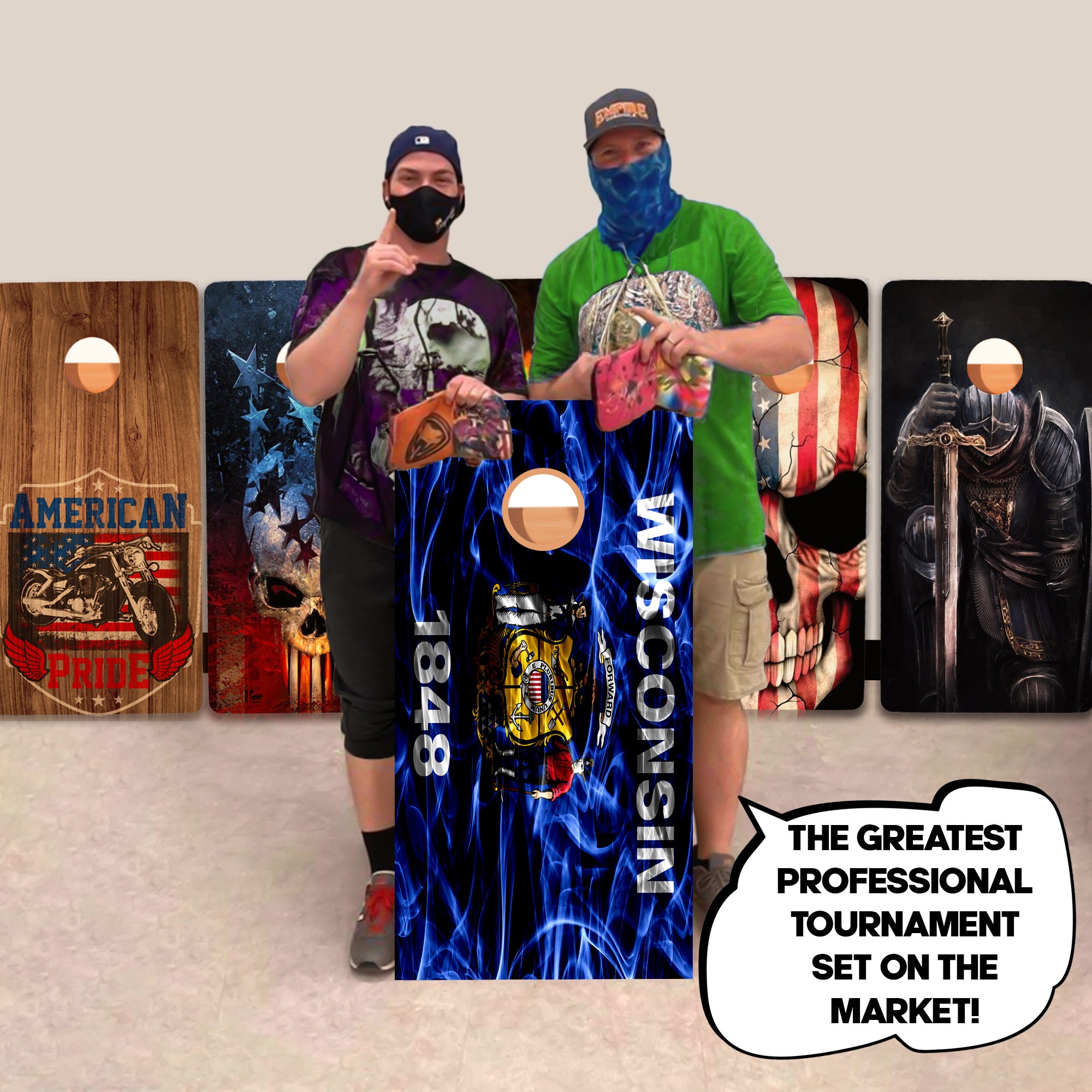 Wisconsin Windy Flag Professional Cornhole Boards