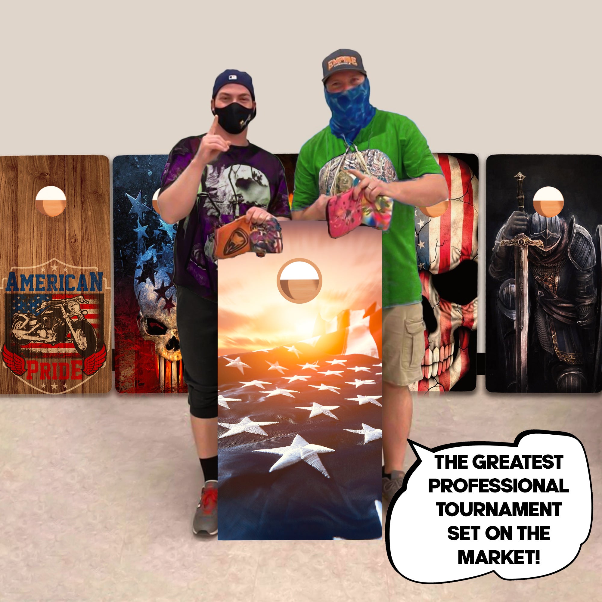Sunset Flag Professional Cornhole Boards