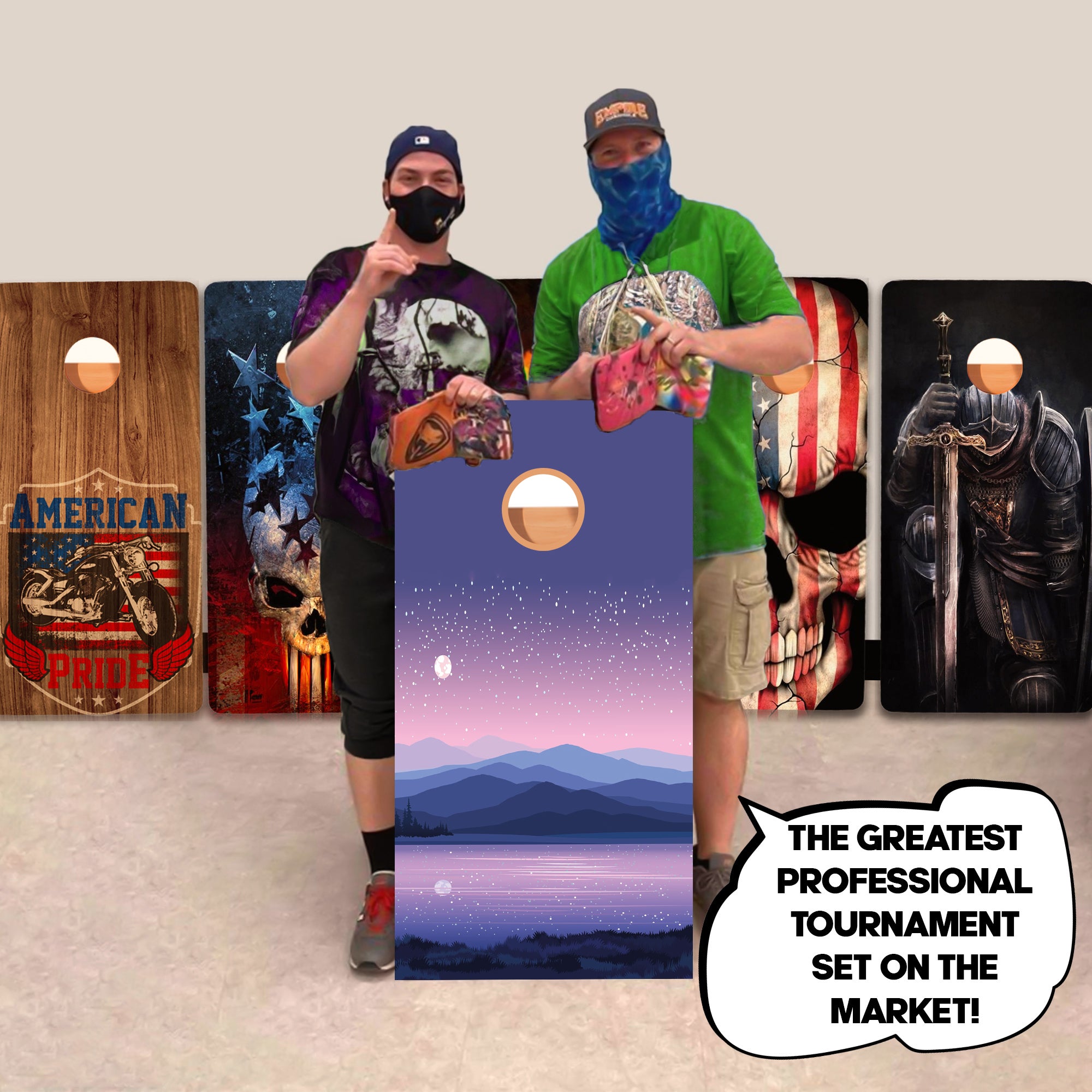 Space Purple Mountain Professional Cornhole Boards