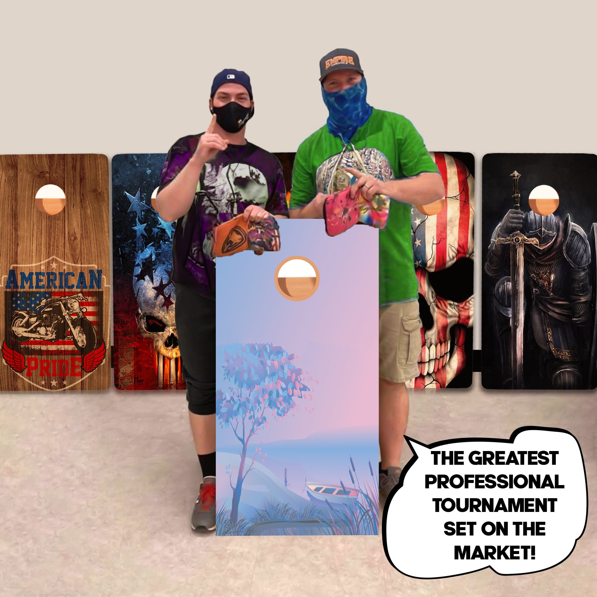 Tree and Boat Professional Cornhole Boards