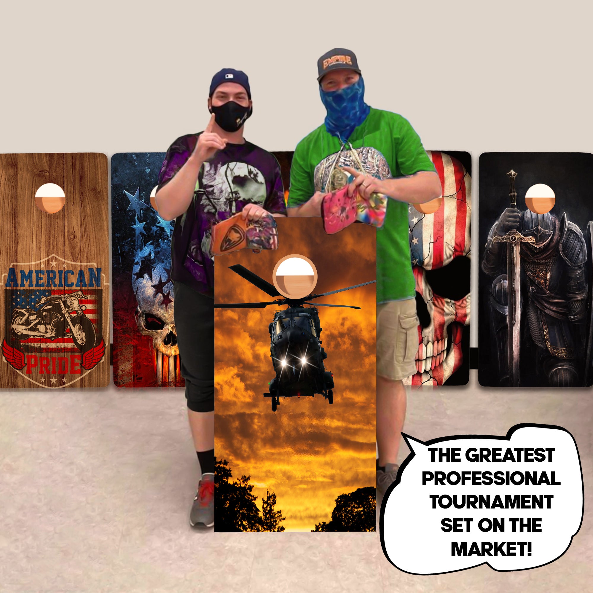 Chopper Sunset Professional Cornhole Boards