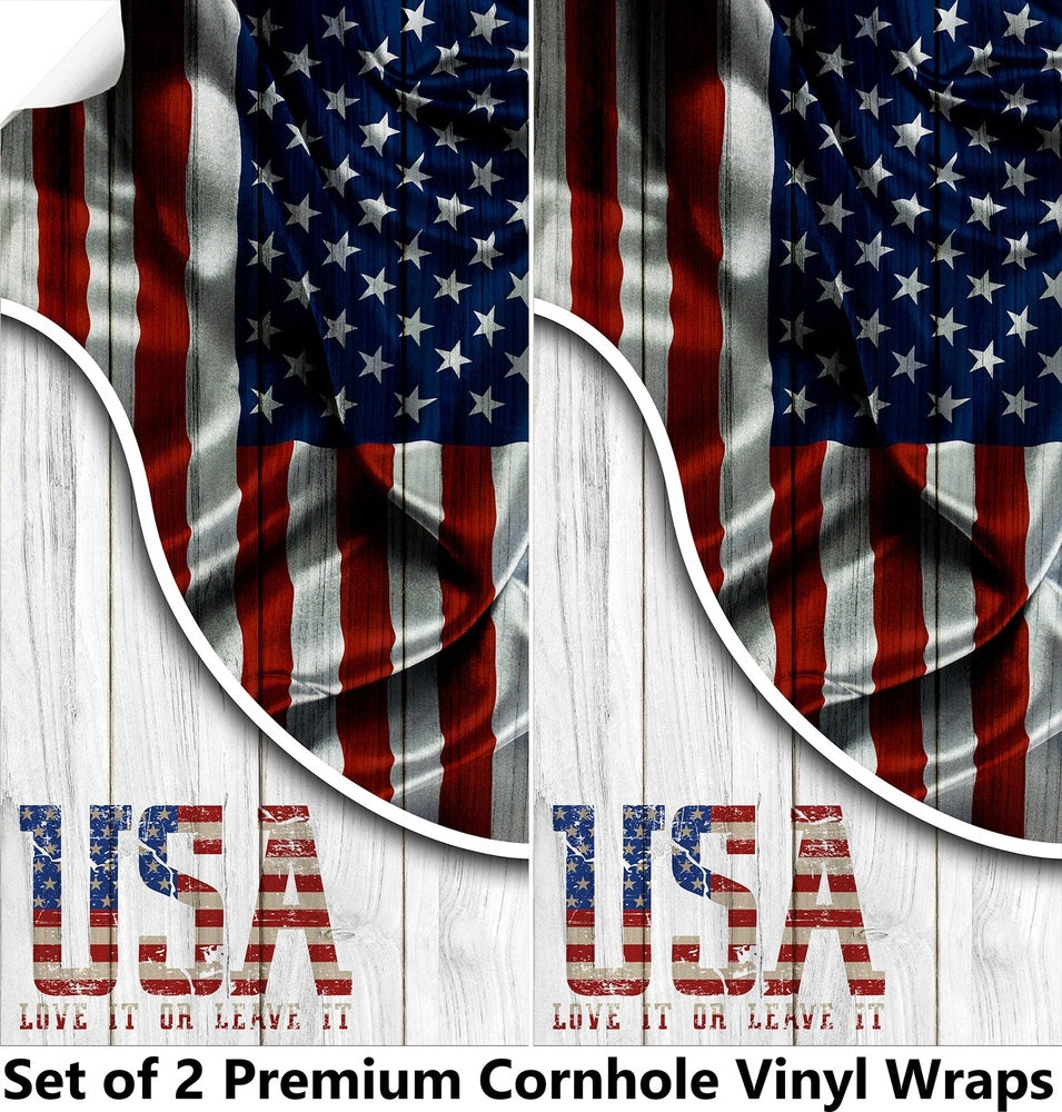 USA Split Map Cornhole Boards Wraps (Set of 2)
