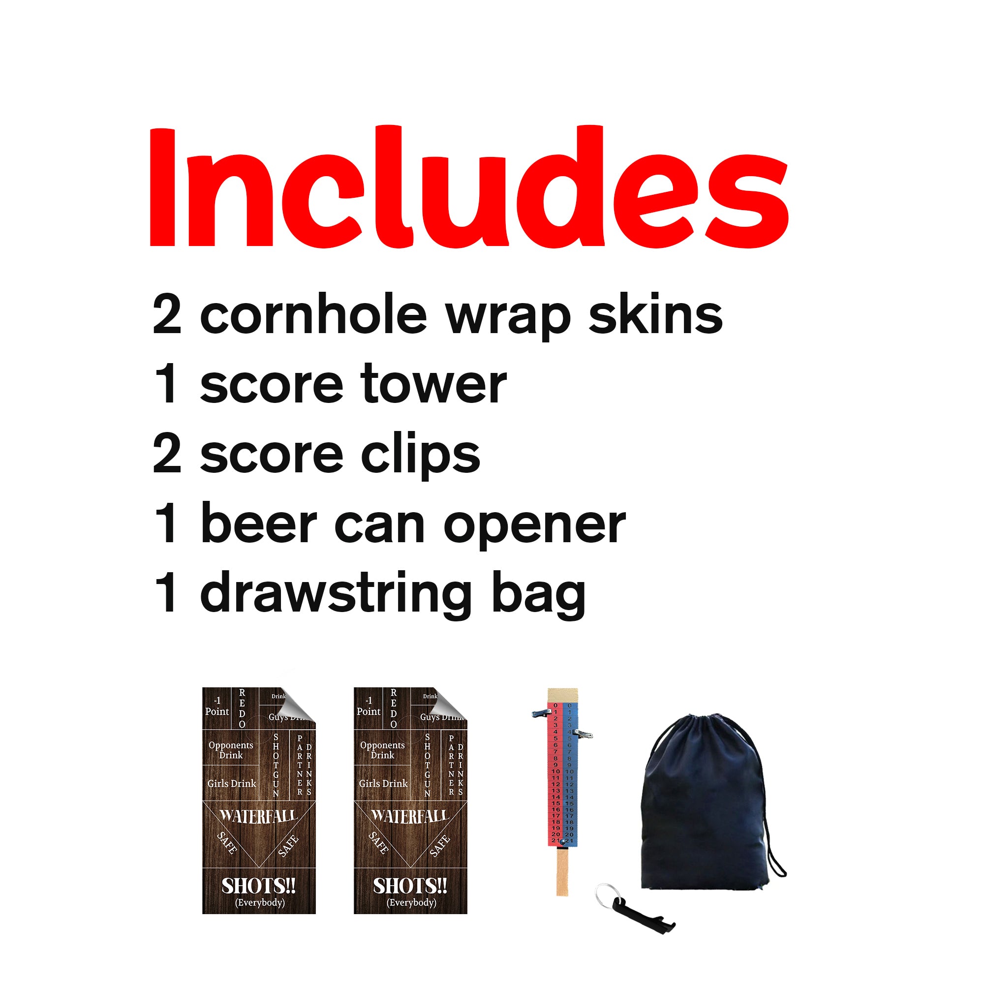 WOOD DRINK Cornhole Boards Wraps (Set of 2)