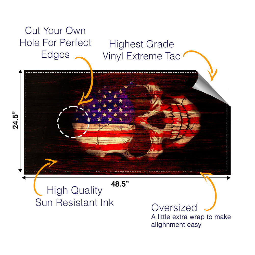 Wood American Skull Cornhole Boards Wraps (Set of 2)