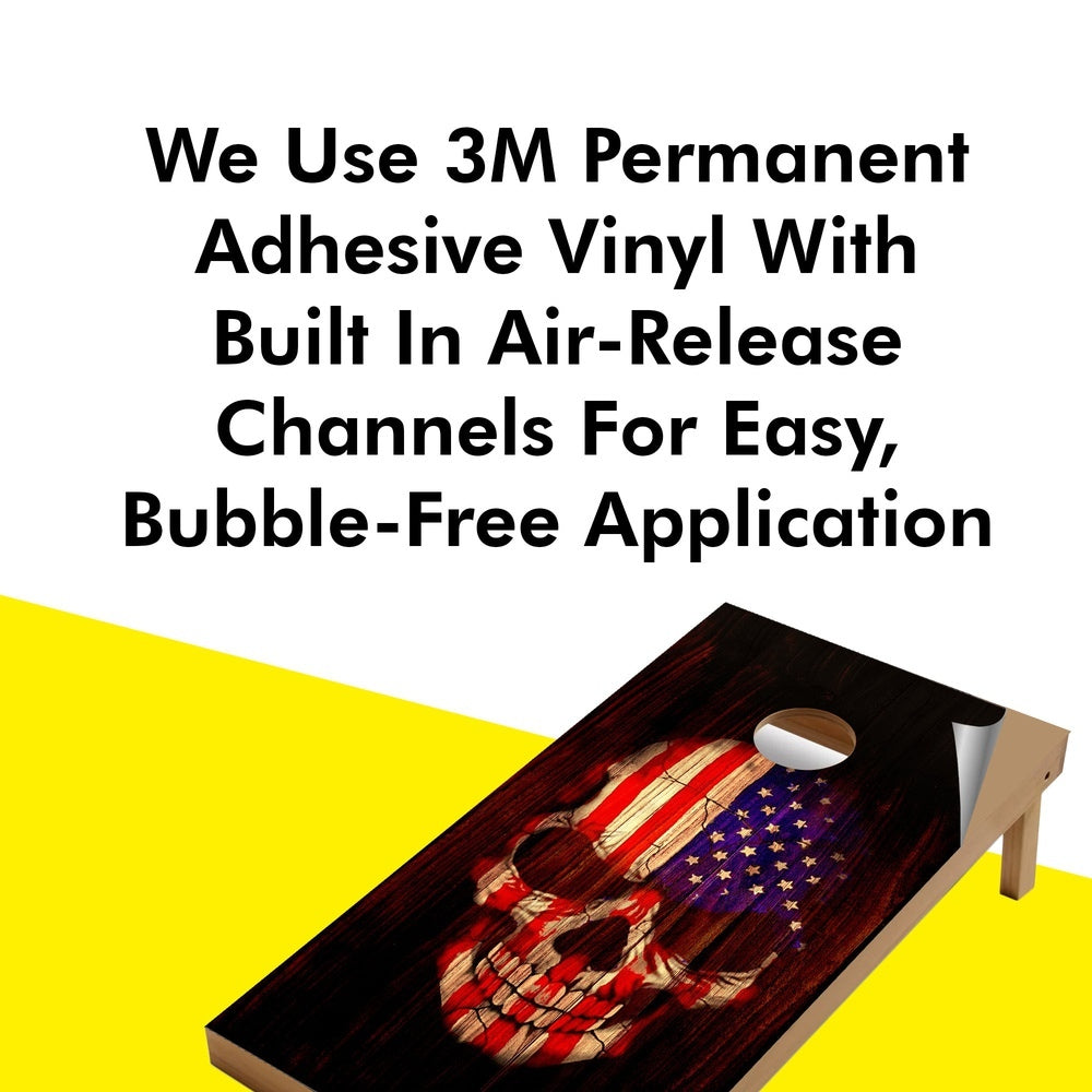 Wood American Skull Cornhole Boards Wraps (Set of 2)