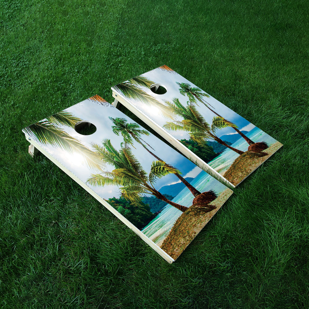 Island Palm Cornhole Boards Wraps (Set of 2)
