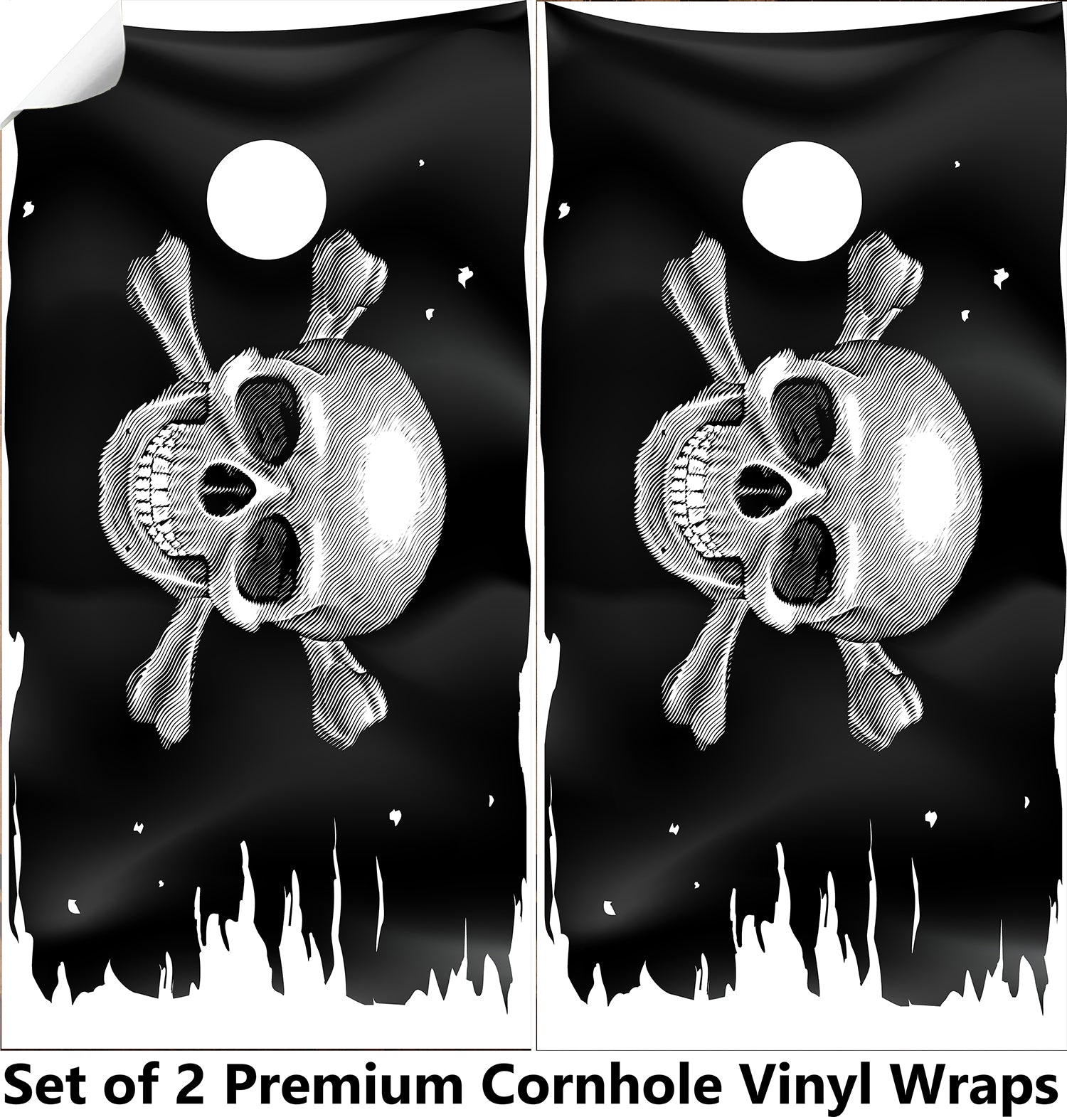 Pirate Skull Cornhole Boards Wraps (Set of 2)