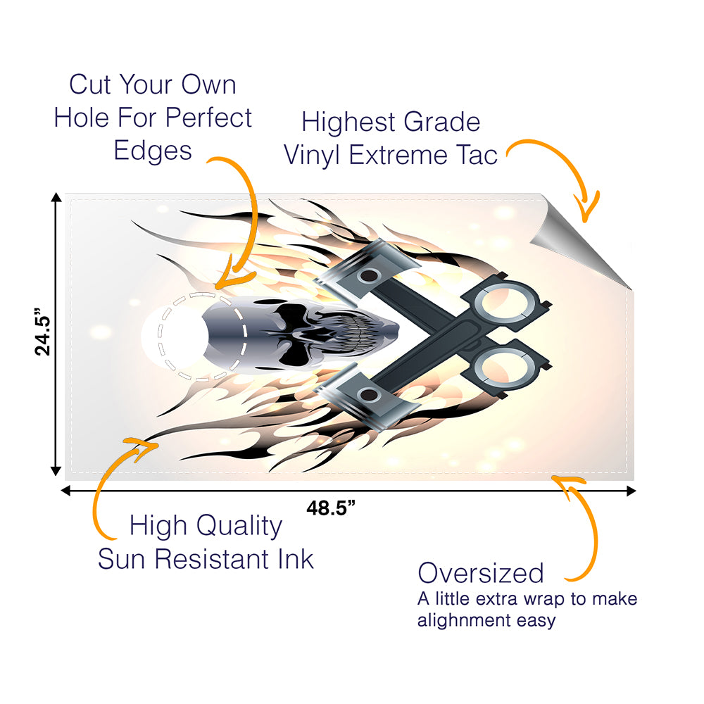 White Flame Skull Cornhole Boards Wraps (Set of 2)