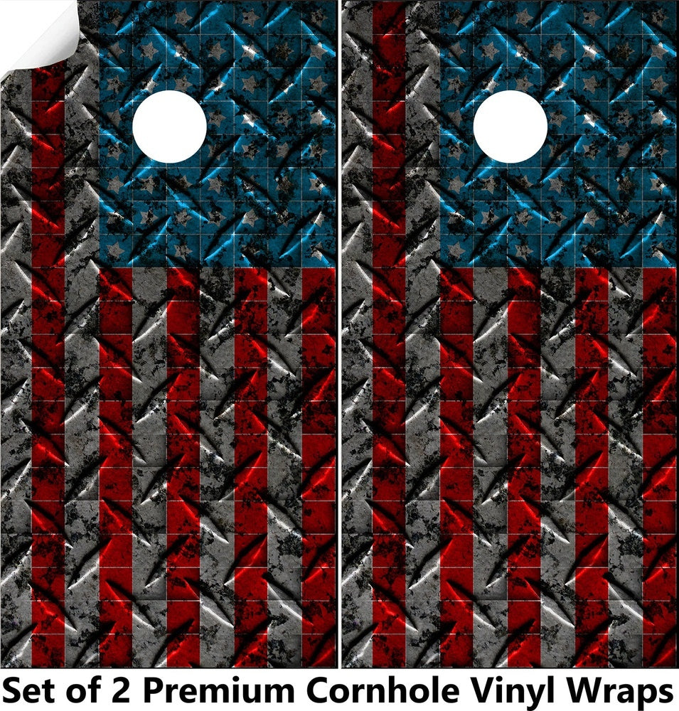 Metal Flag Cornhole Boards Wraps (Set of 2)