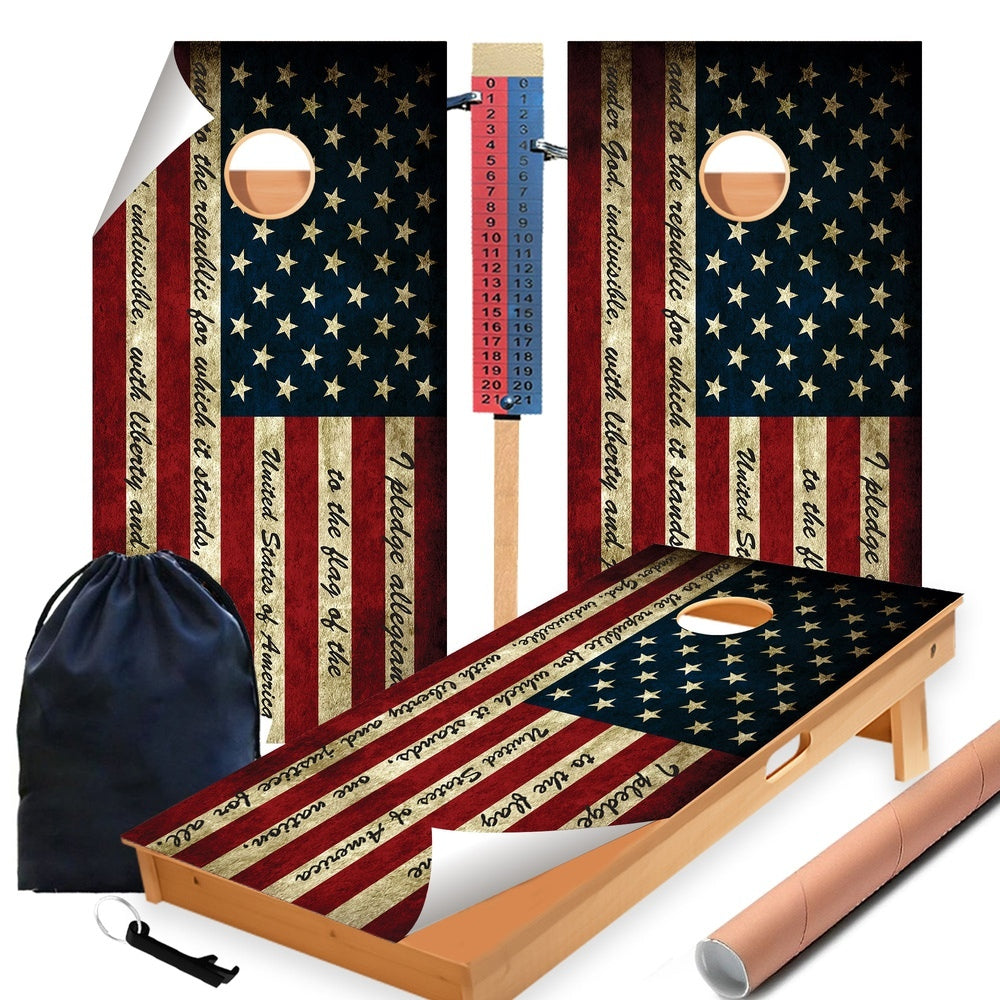 Pledge of Allegiance Cornhole Boards Wraps (Set of 2)