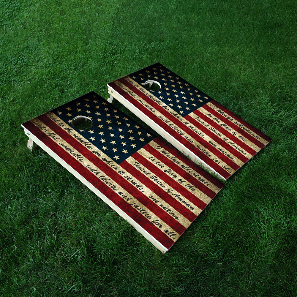 Pledge of Allegiance Cornhole Boards Wraps (Set of 2)