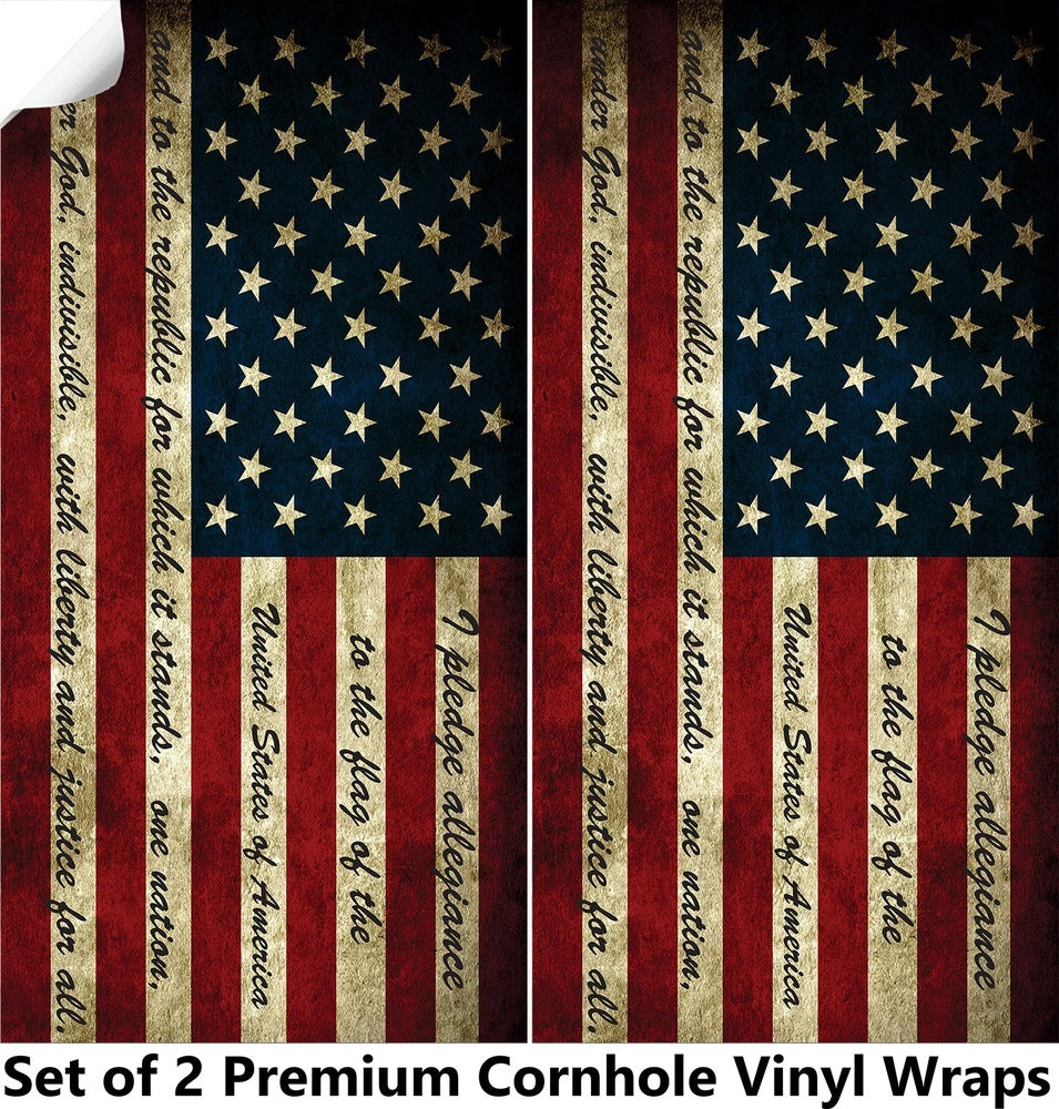 Pledge of Allegiance Cornhole Boards Wraps (Set of 2)