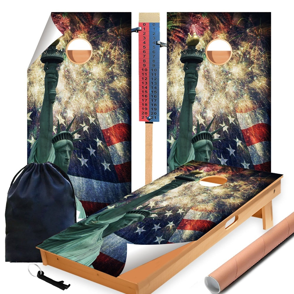 Statue of Liberty Cornhole Boards Wraps (Set of 2)
