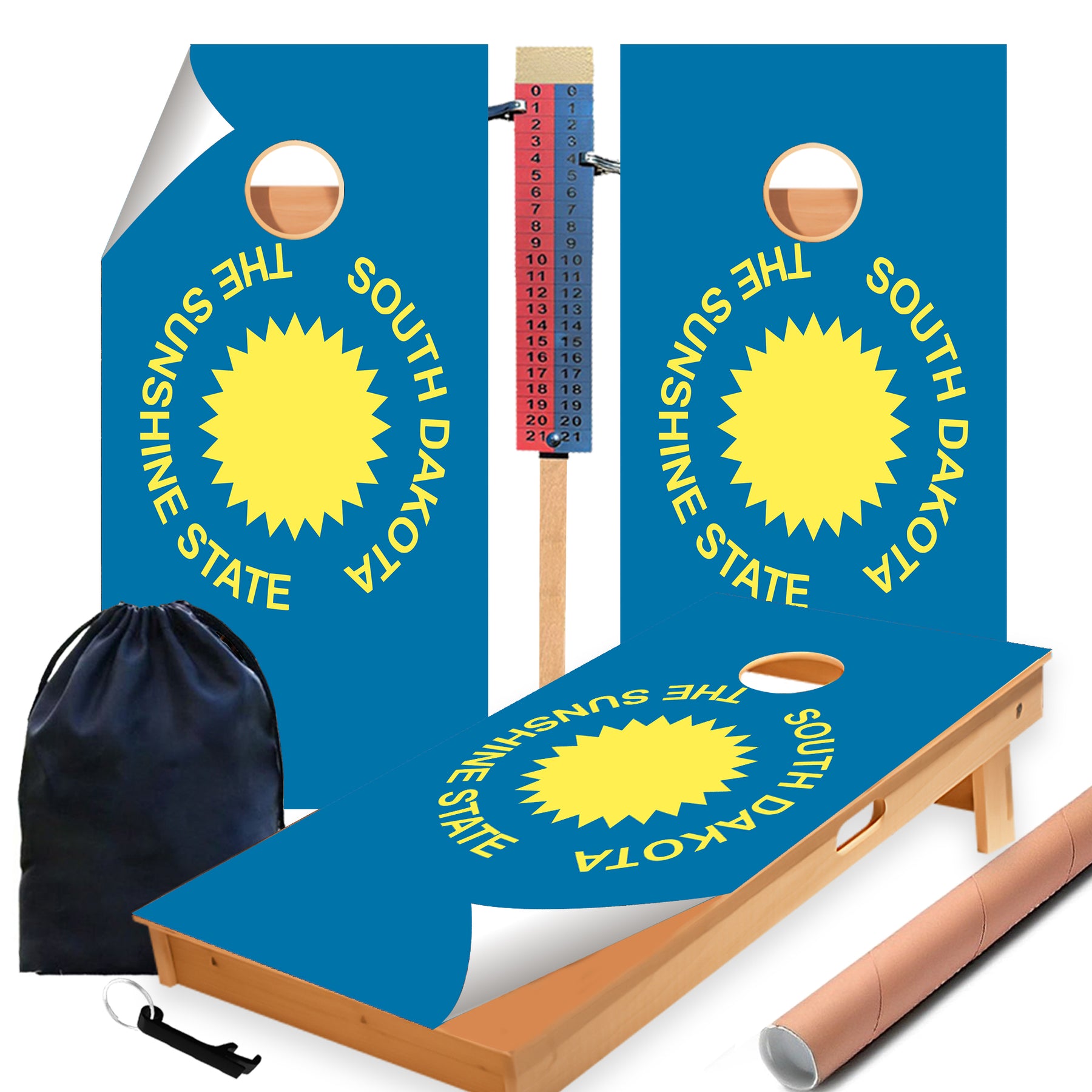 South Dakota Classic State Flag Cornhole Boards Wraps (Set of 2