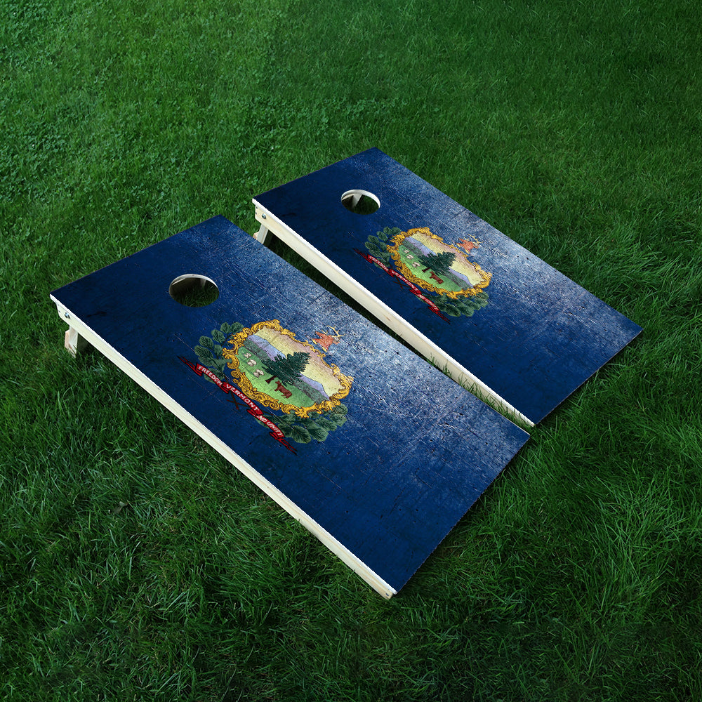 Vermont Classic State Flag Cornhole Boards Wraps (Set of 2)