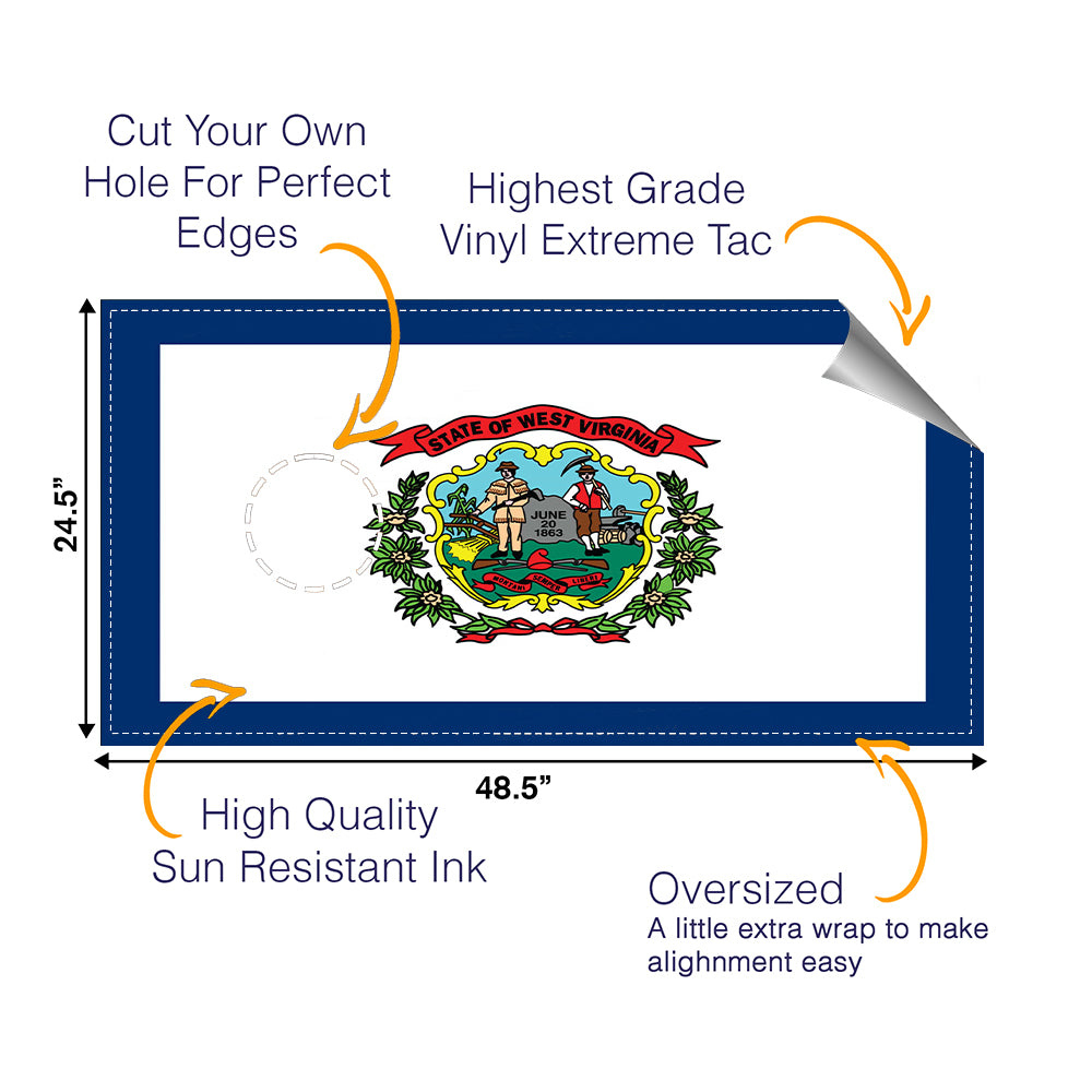 West Virginia Classic State Flag Cornhole Boards Wraps (Set of 2)