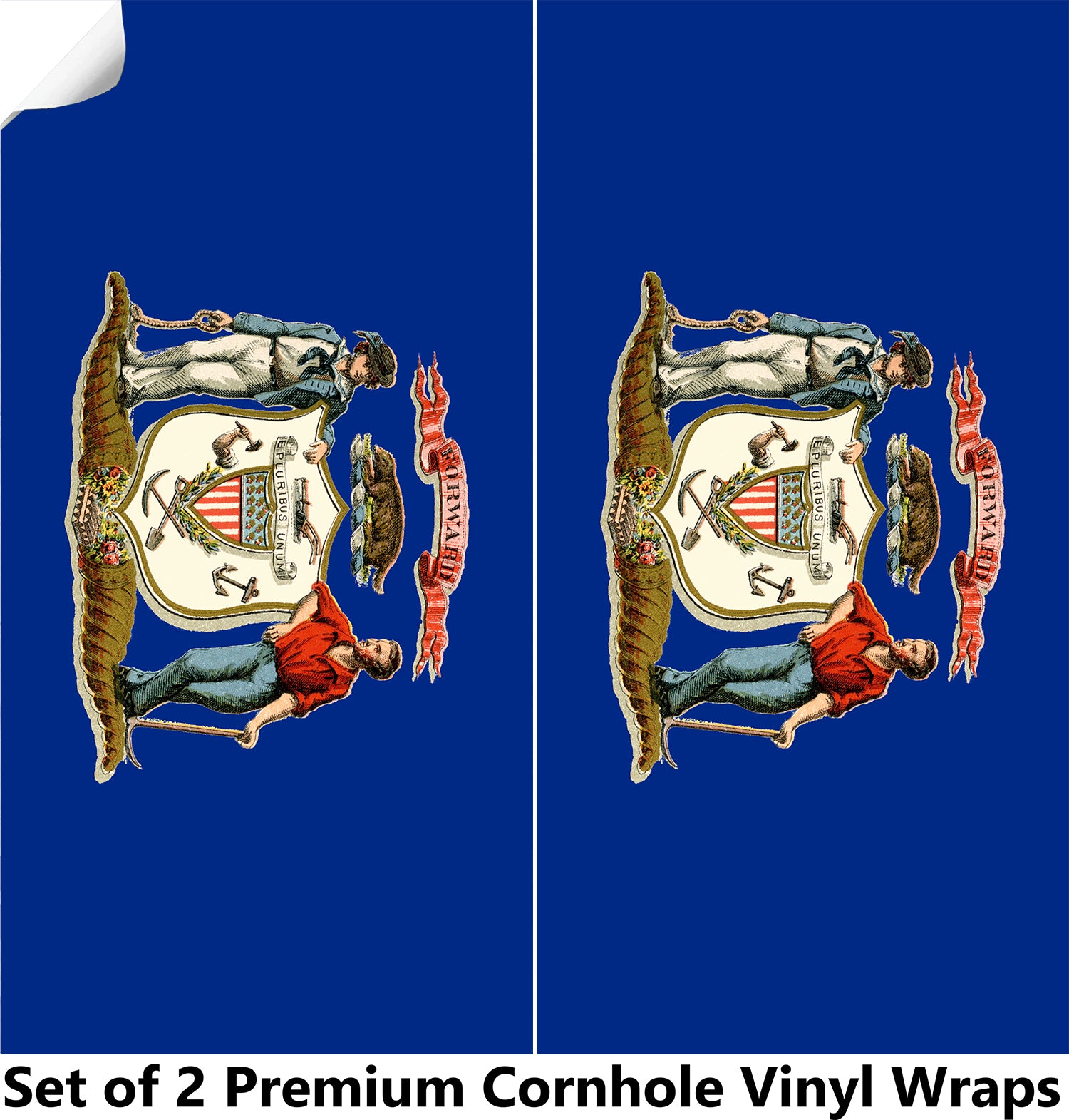 Wisconsin Classic State Flag Cornhole Boards Wraps (Set of 2)