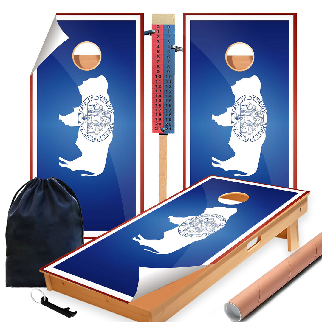 Wyoming Classic State Flag Cornhole Boards Wraps (Set of 2