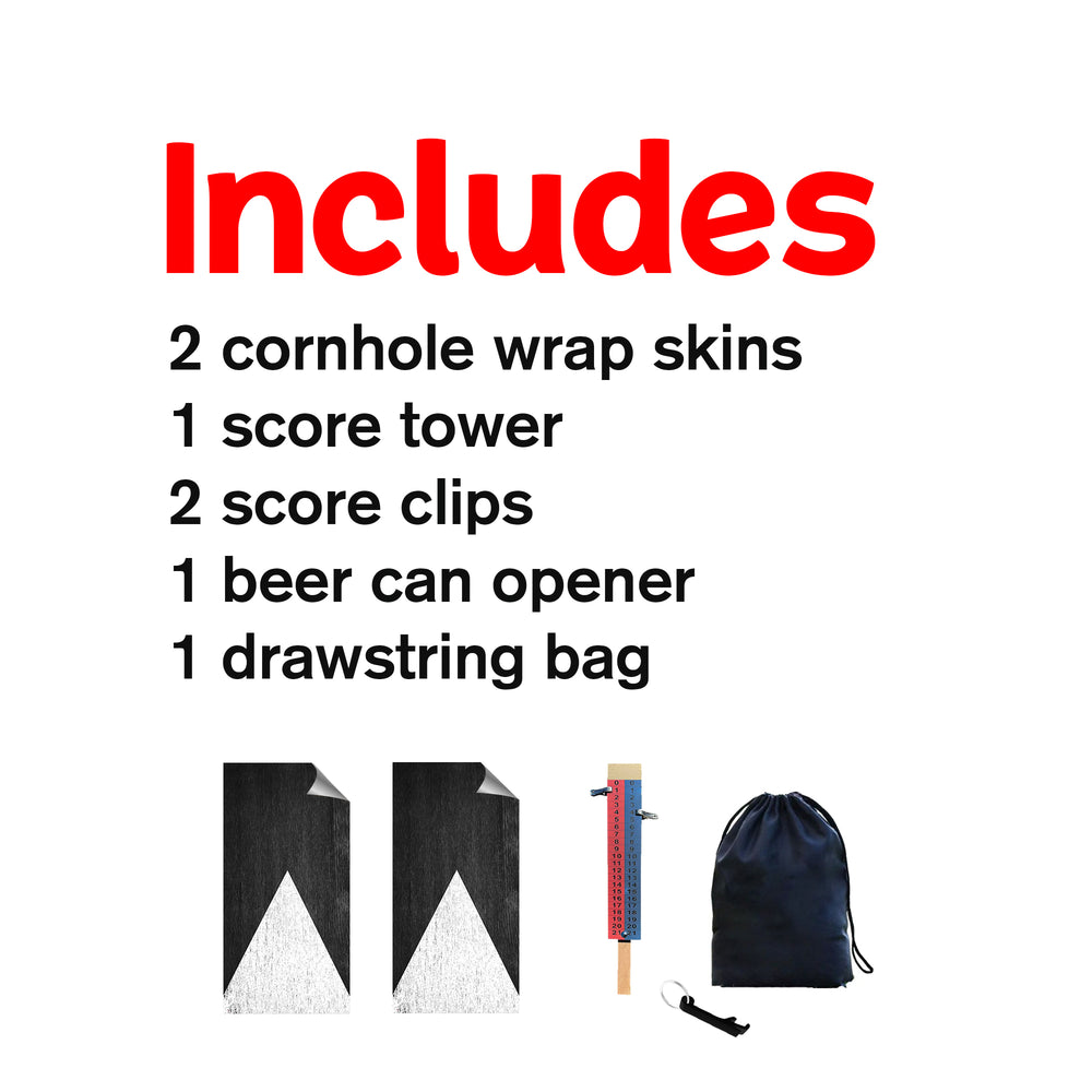 Black White Arrow Cornhole Boards Wraps (Set of 2)