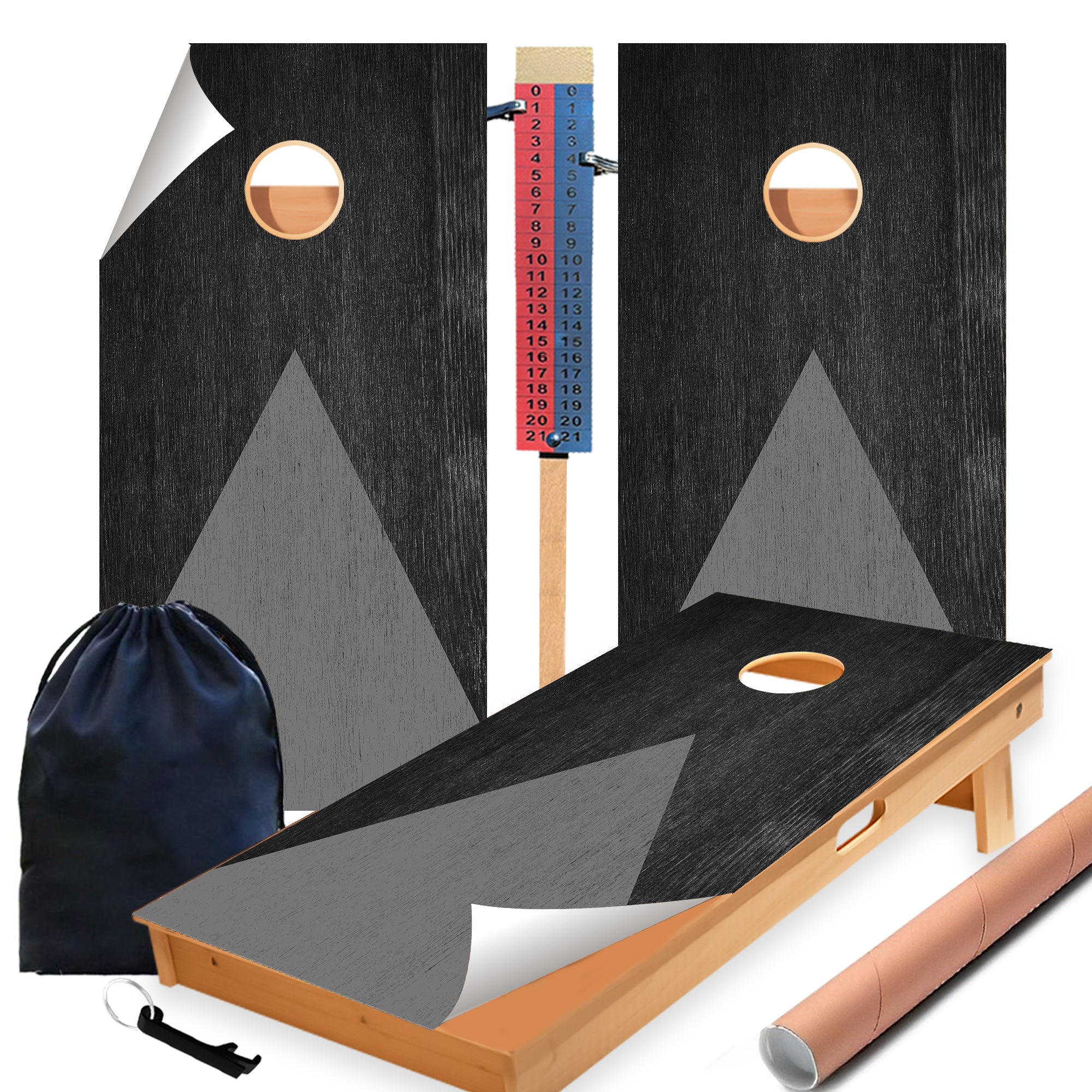 Gray Black Arrow Cornhole Boards Wraps (Set of 2)