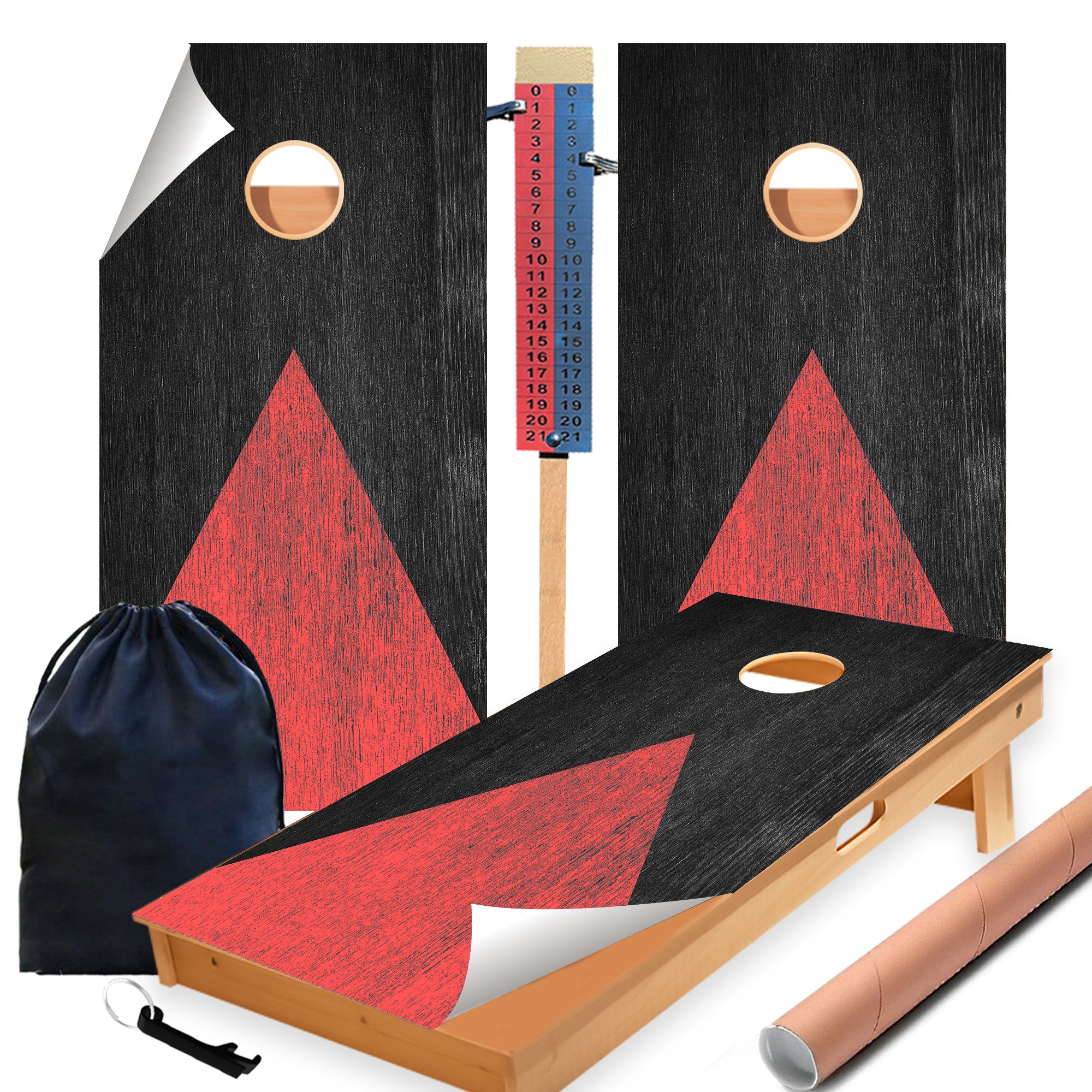 Red Black Arrow Cornhole Boards Wraps (Set of 2)