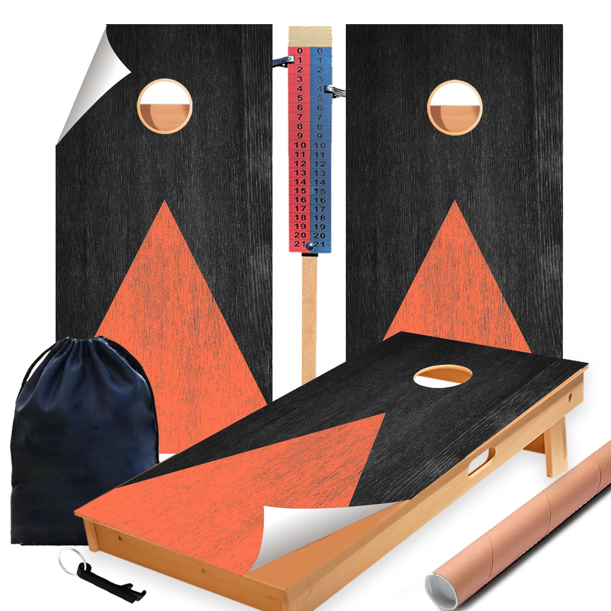 Orange Black Arrow Cornhole Boards Wraps (Set of 2)