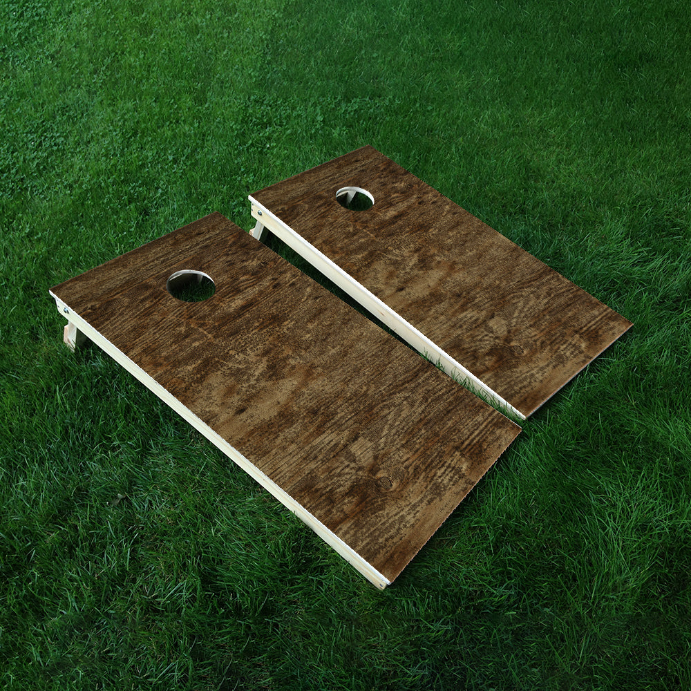 Dark Plain Wood Cornhole Boards Wraps (Set of 2)