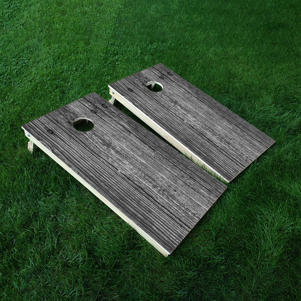 Grey Wood Cornhole Boards Wraps (Set of 2)