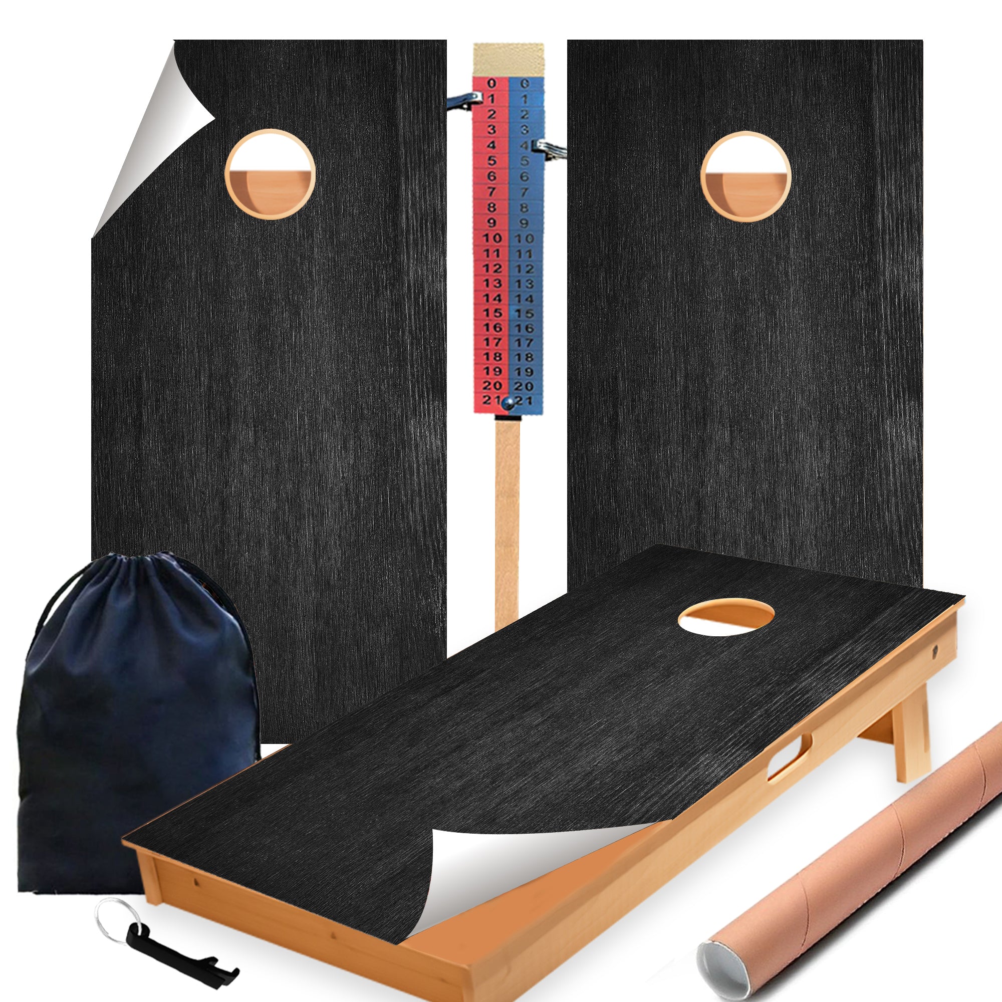 Dark Grey Wood Cornhole Boards Wraps (Set of 2)