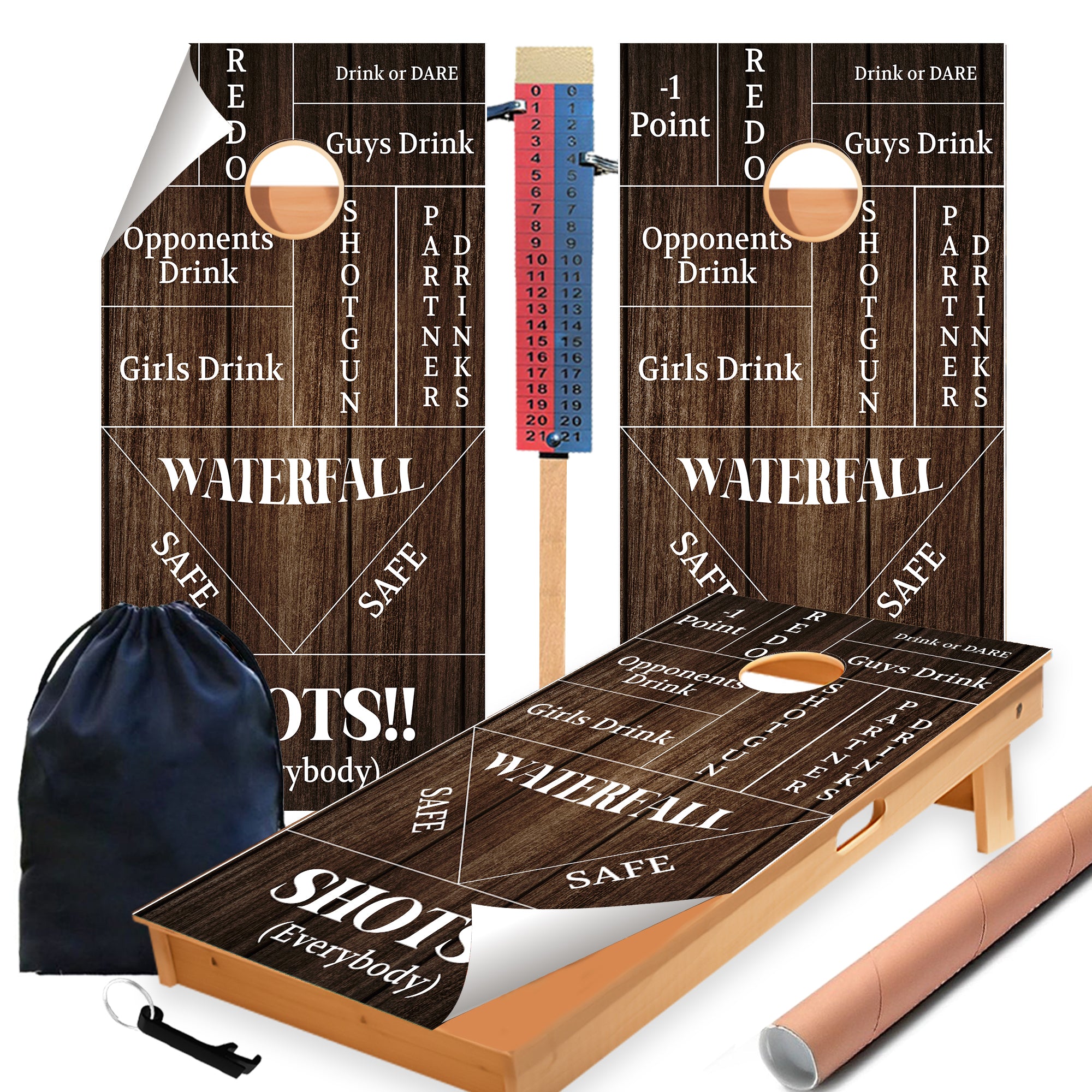 WOOD DRINK Cornhole Boards Wraps (Set of 2)