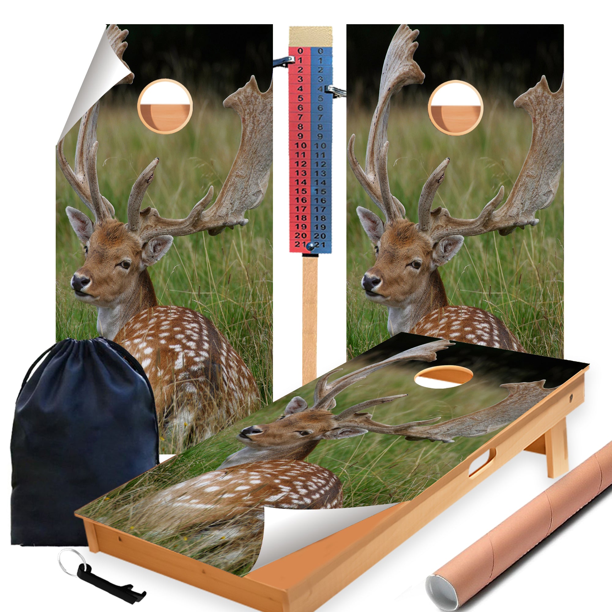 White Spot Deer Cornhole Boards Wraps (Set of 2)