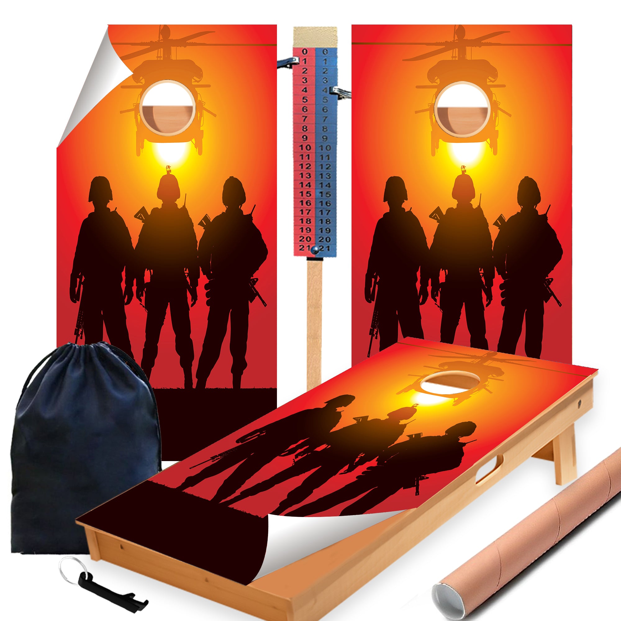 Soldiers Sunset Cornhole Boards Wraps (Set of 2)