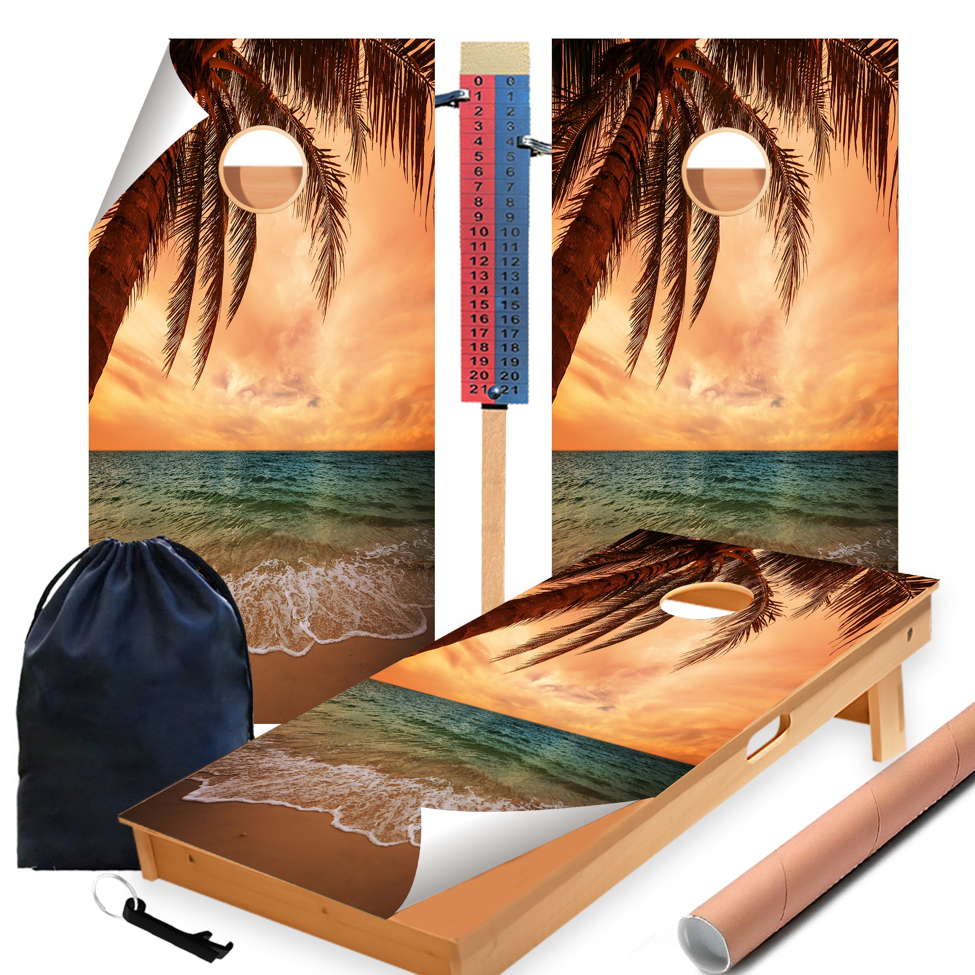 Ocean Colorful Cornhole Boards Wraps (Set of 2)
