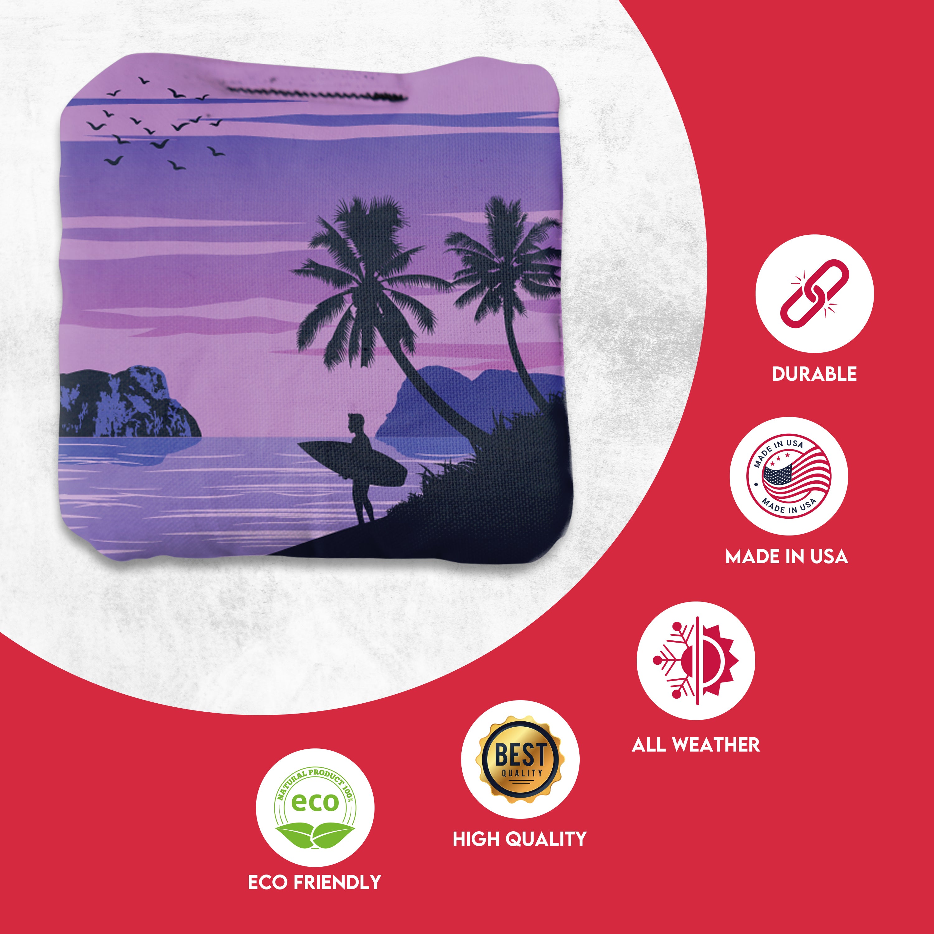 Orange Purple Beach Cornhole Bags - Set of 8