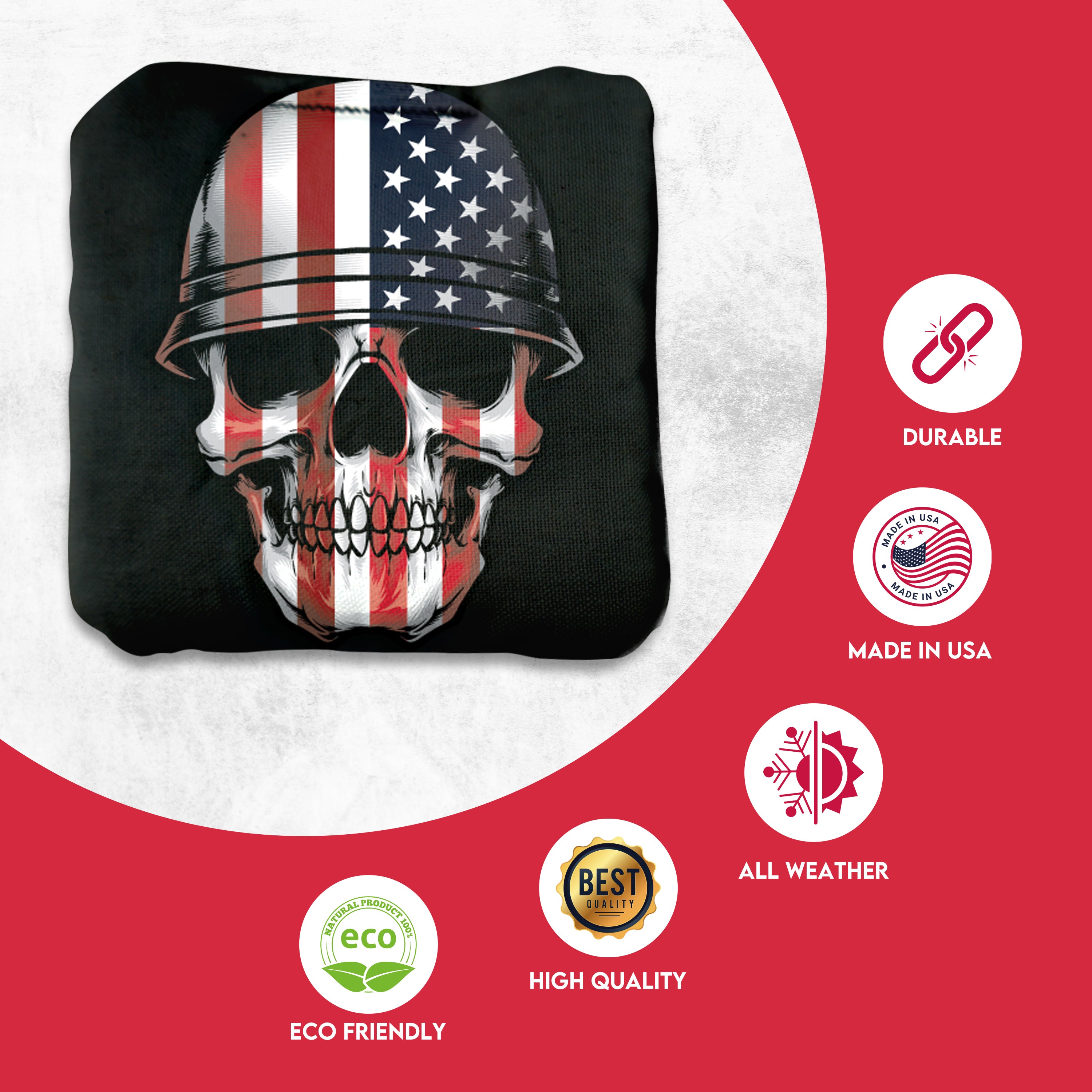 Soldier Flag Skull Cornhole Bags - Set of 8
