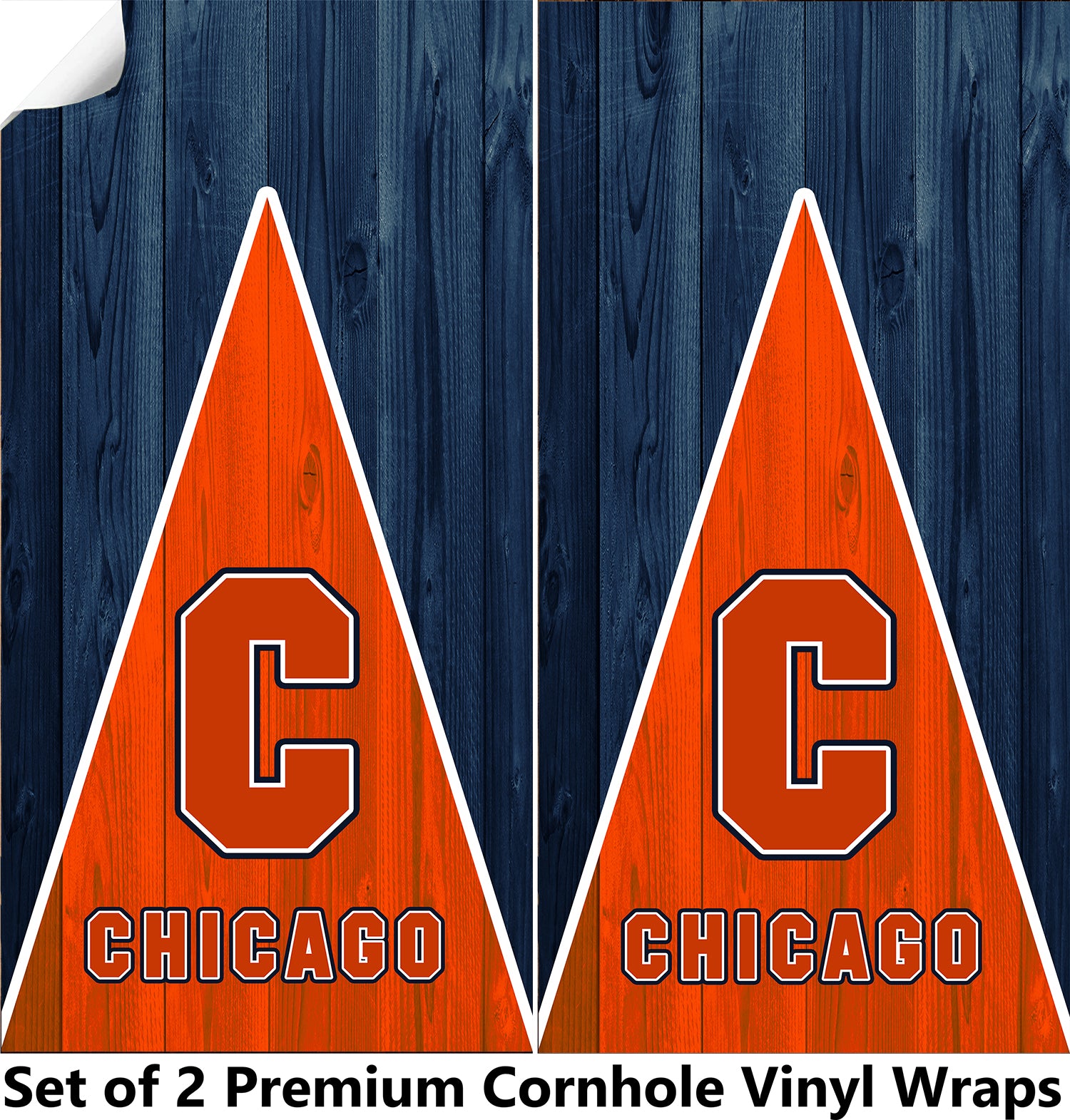 Chicago Football Cornhole Boards Wraps (Set of 2)