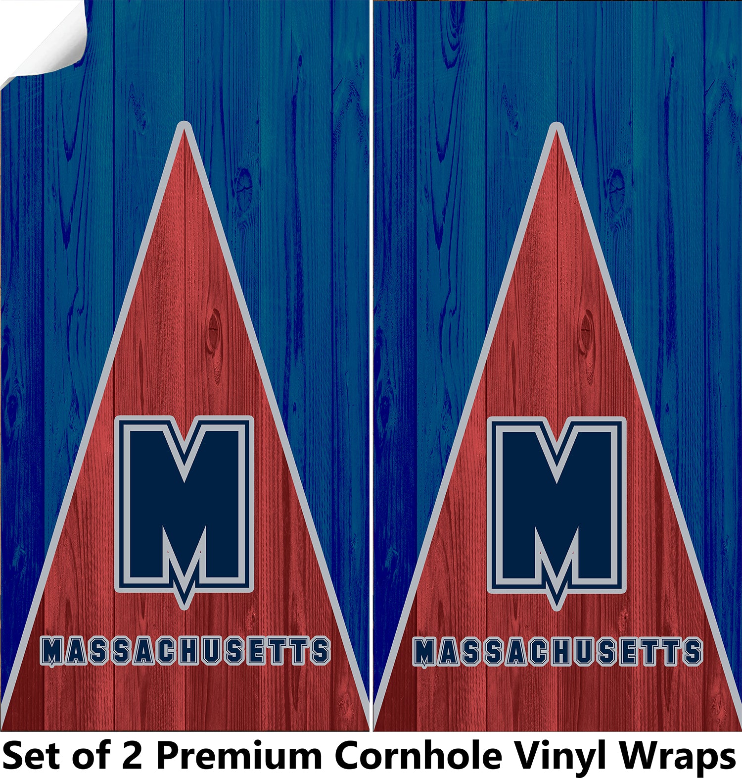 Massachusetts Football Cornhole Boards Wraps (Set of 2)