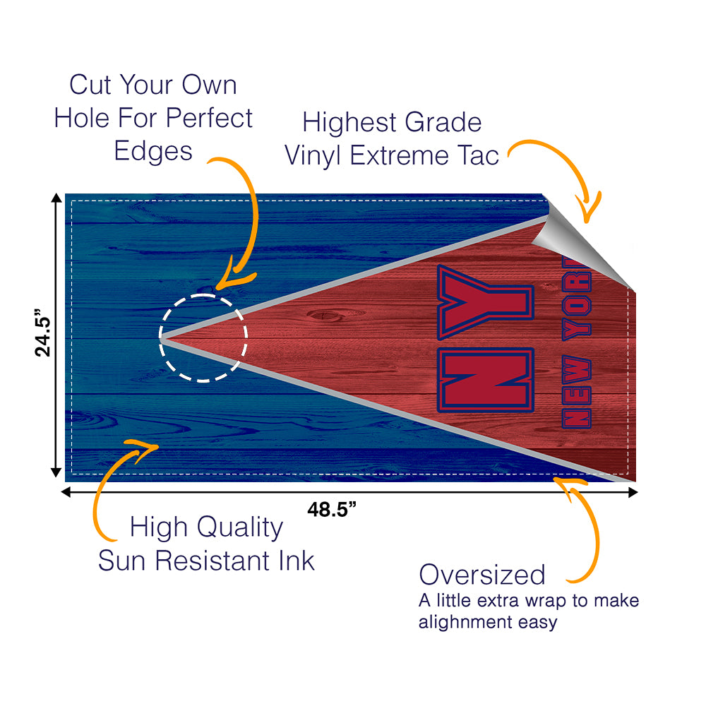 New York Football Cornhole Boards Wraps (Set of 2)
