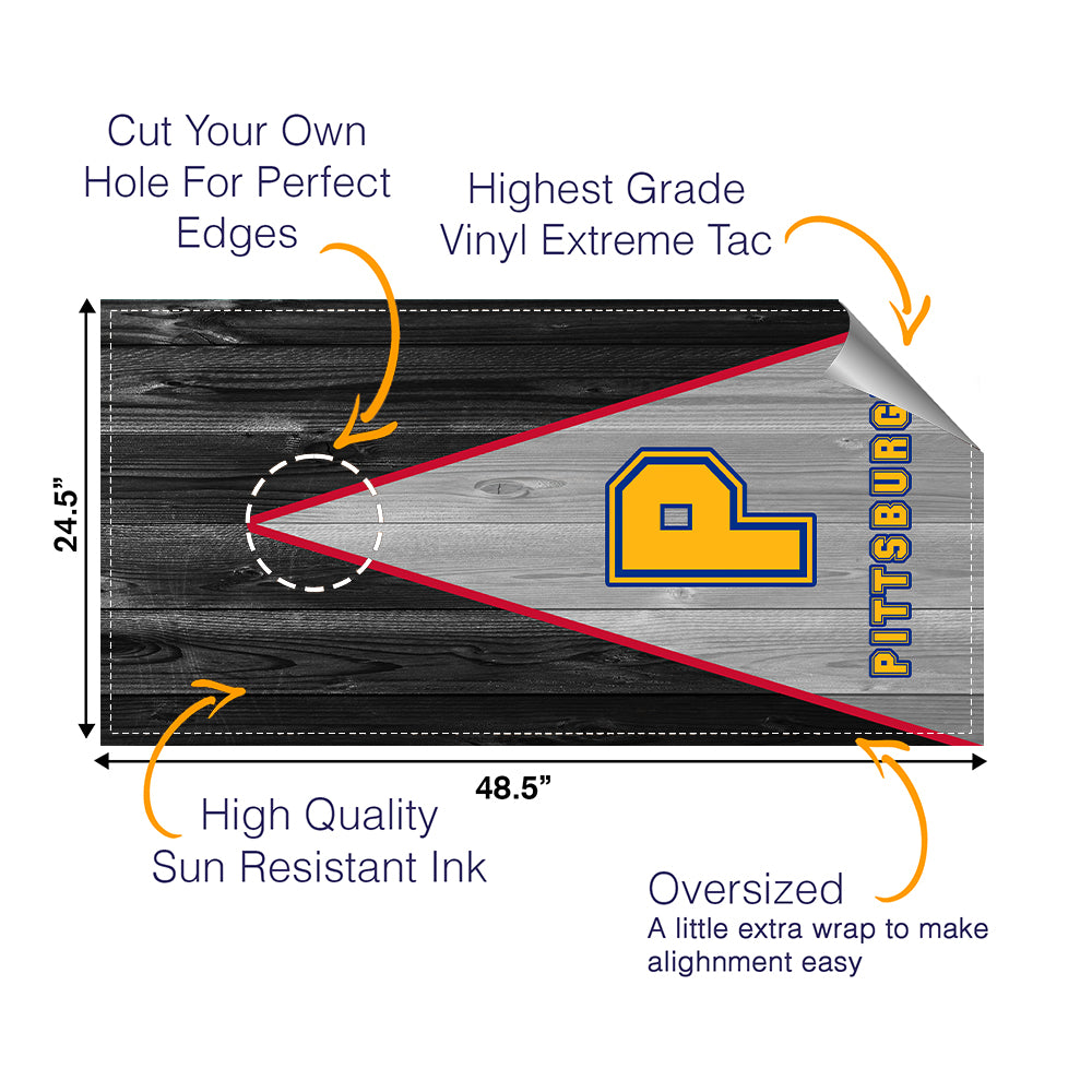 Pittsburgh Football Cornhole Boards Wraps (Set of 2)