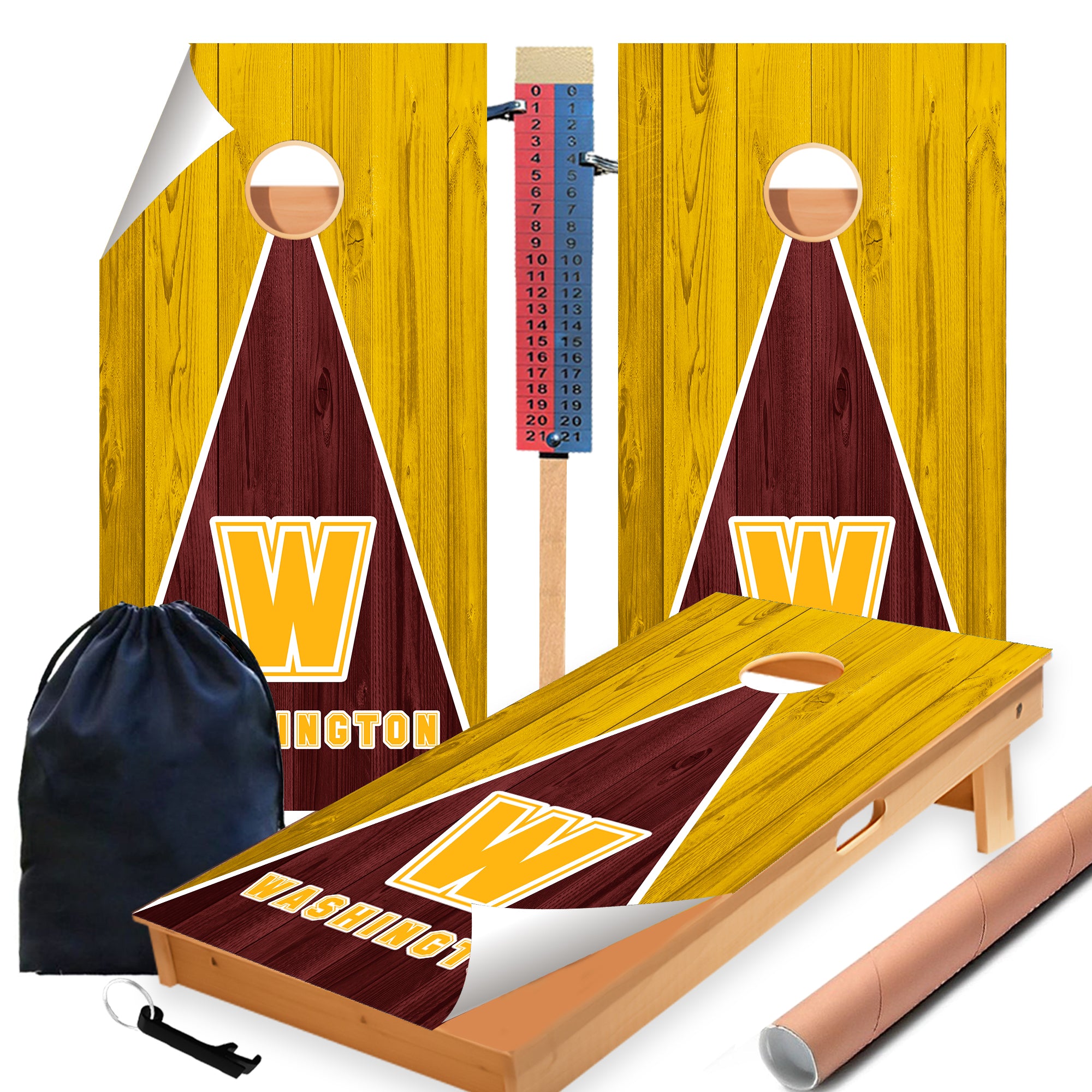 Washington Football Cornhole Boards Wraps (Set of 2)