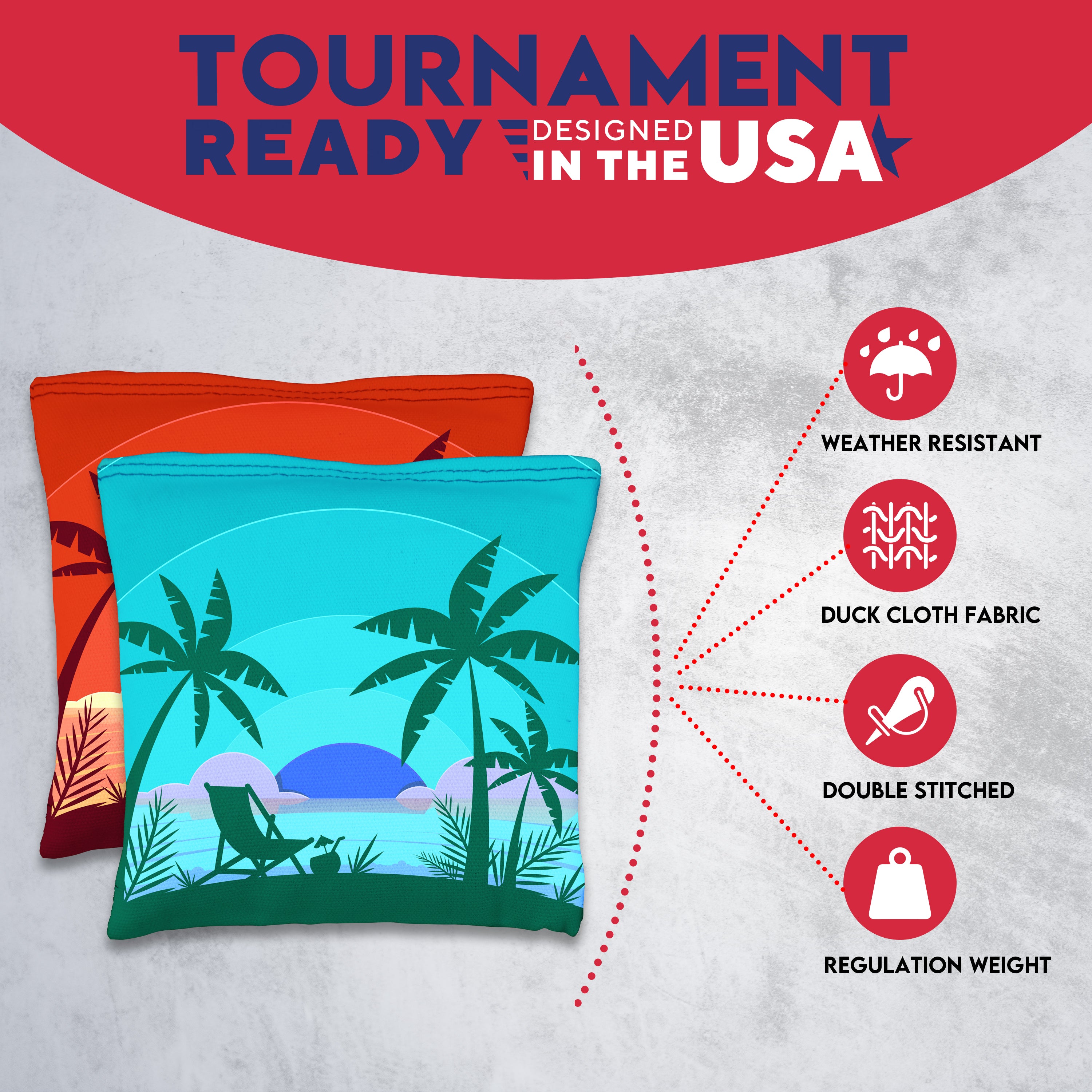 Red Blue Beach Chair Cornhole Bags