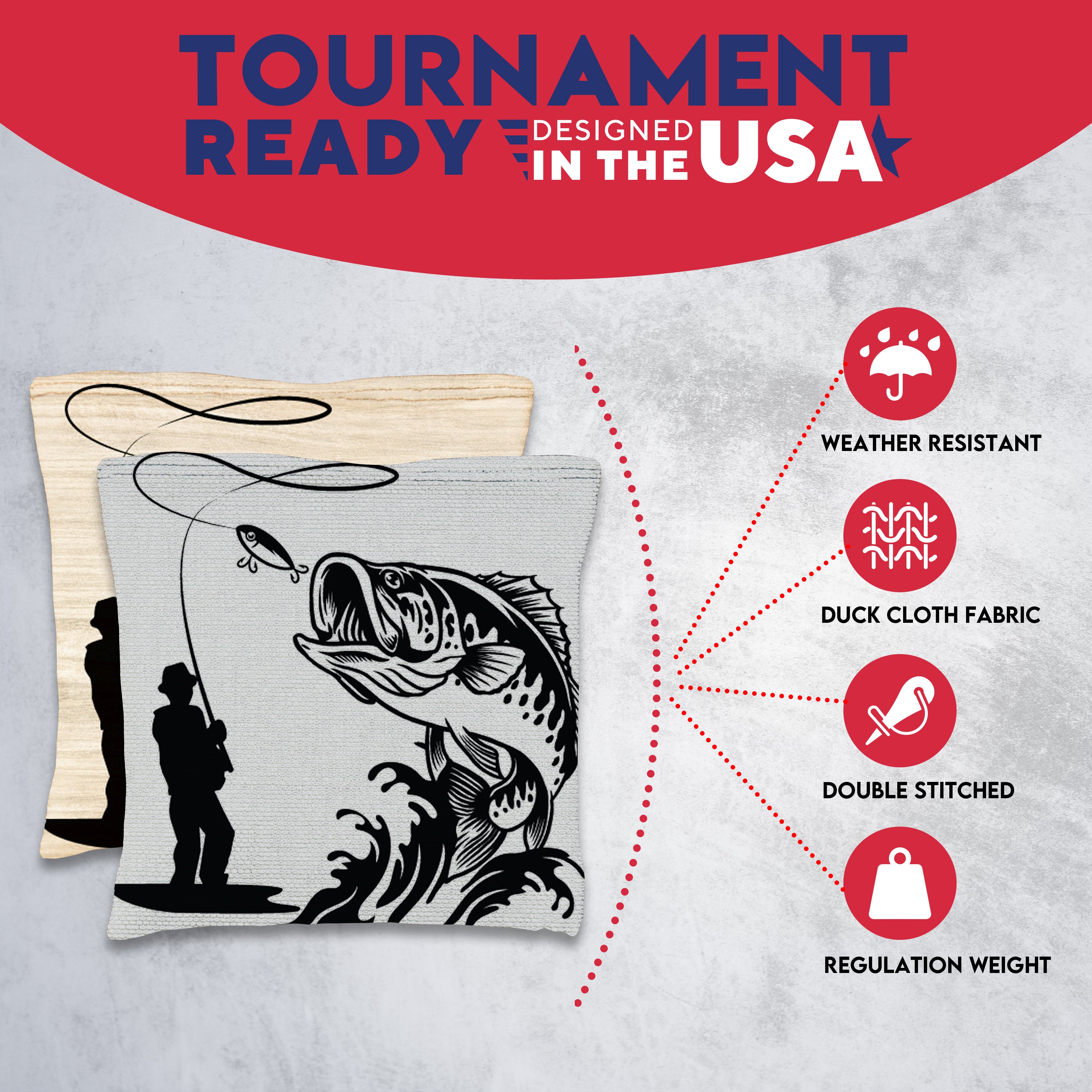 White Brown Fish Cornhole Bags