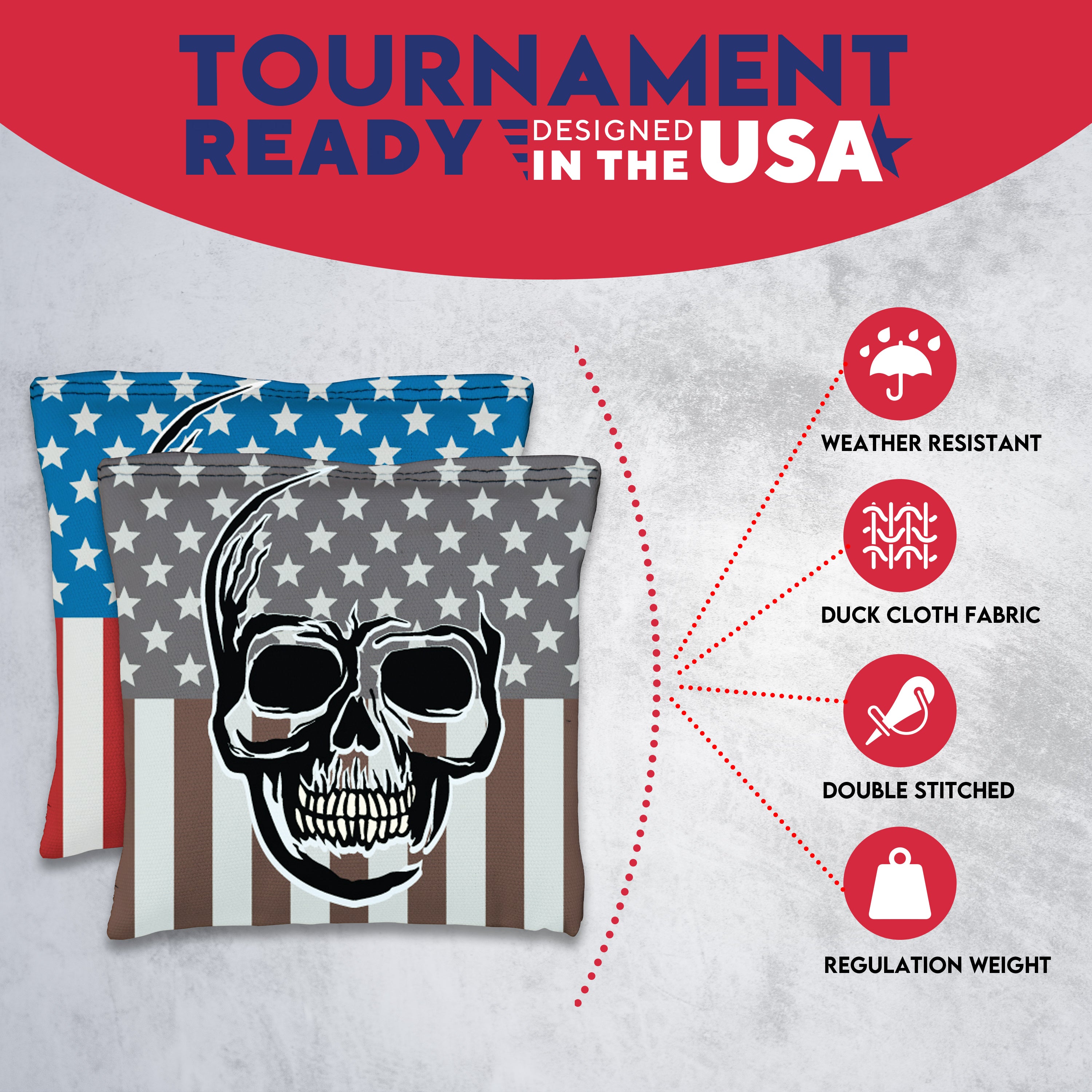 Skull over Flag Cornhole Bags