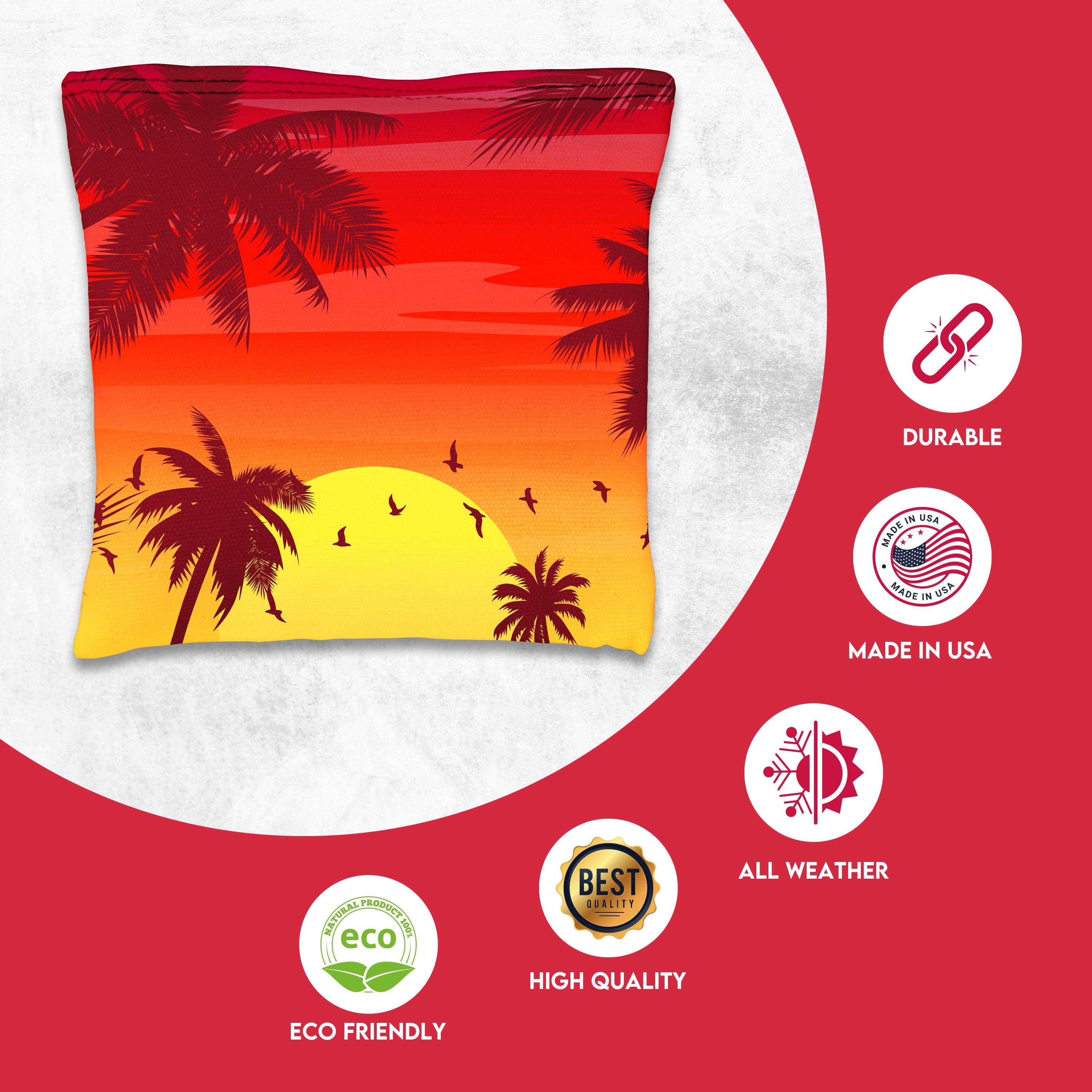 Red Blue Palm Sky Cornhole Bags