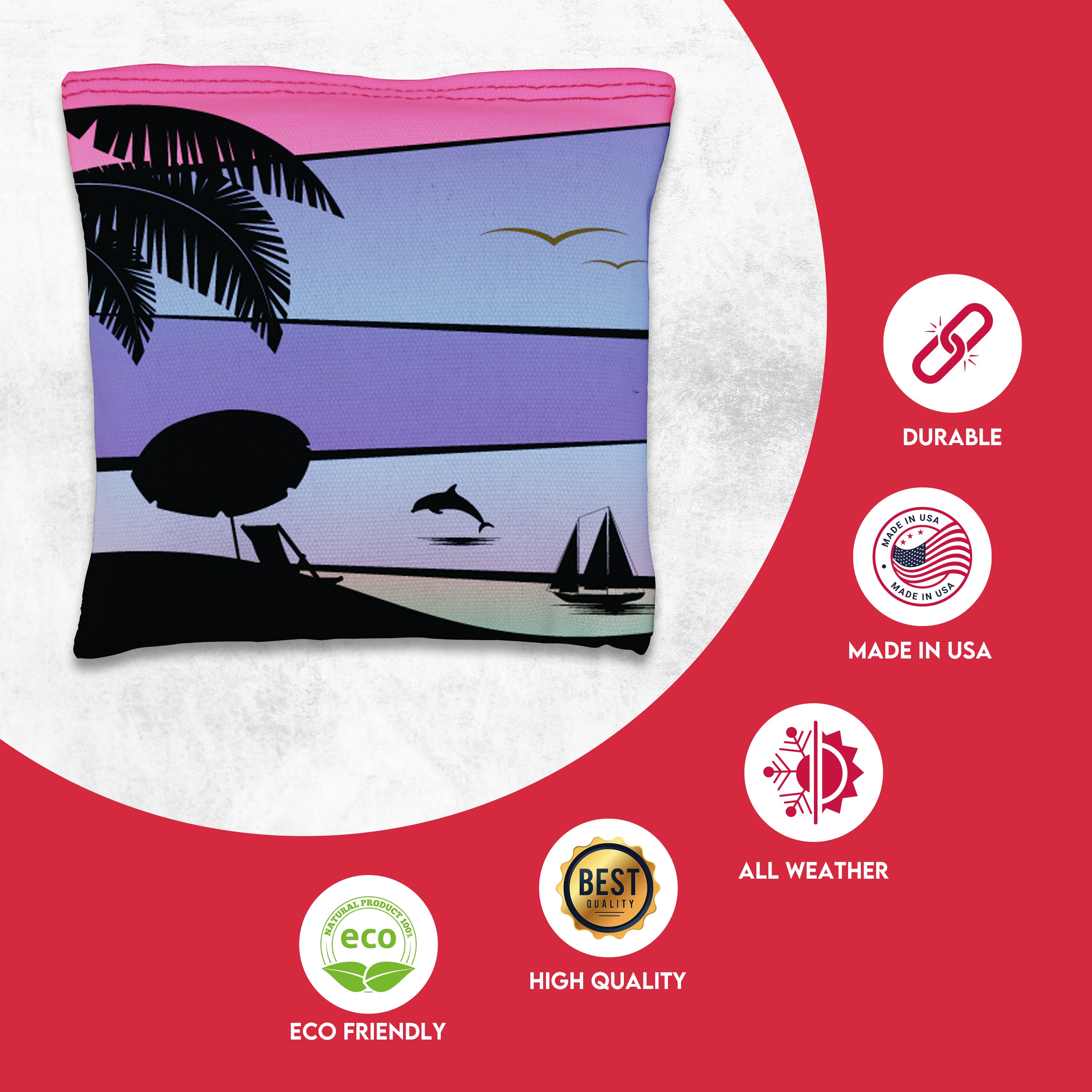 Orange Purple Dolphin Beach Cornhole Bags